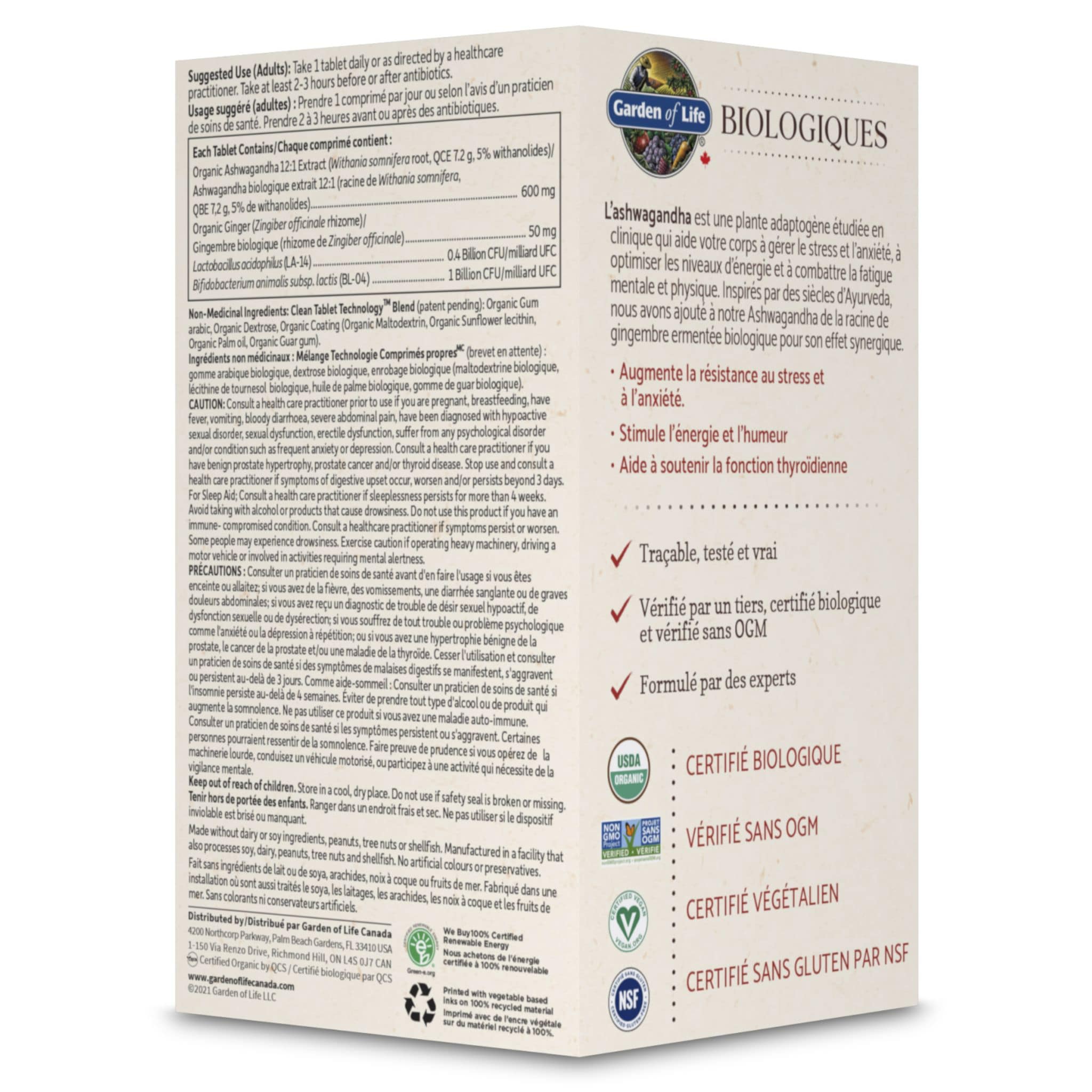 Garden of Life Organics Ashwagandha, 60 Tablets - Image 2