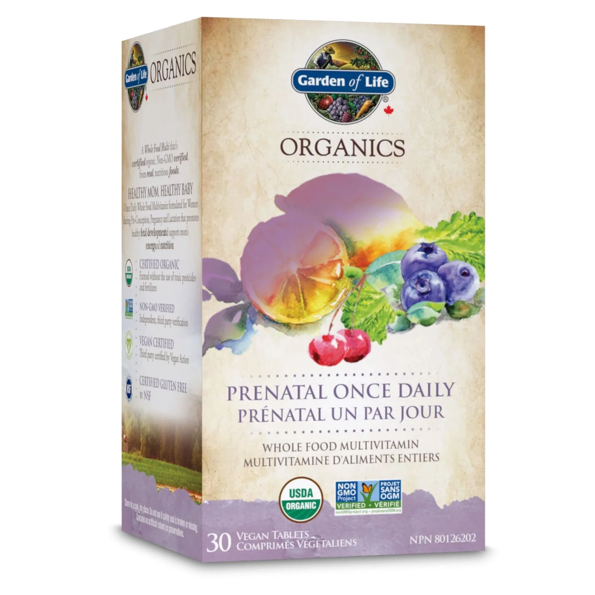 Garden of Life Organics Prenatal Once Daily, Multivitamin, 30 Vegan Tablets