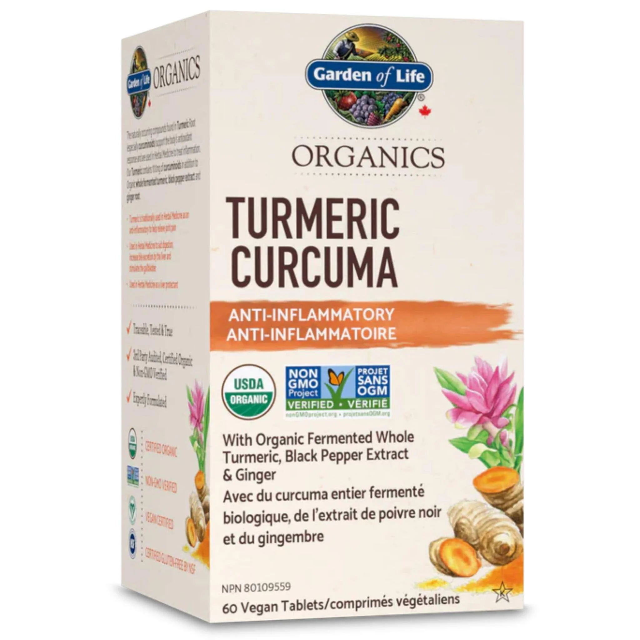 Garden of Life Organics Turmeric, 60 Vegan Tablets - Image 2