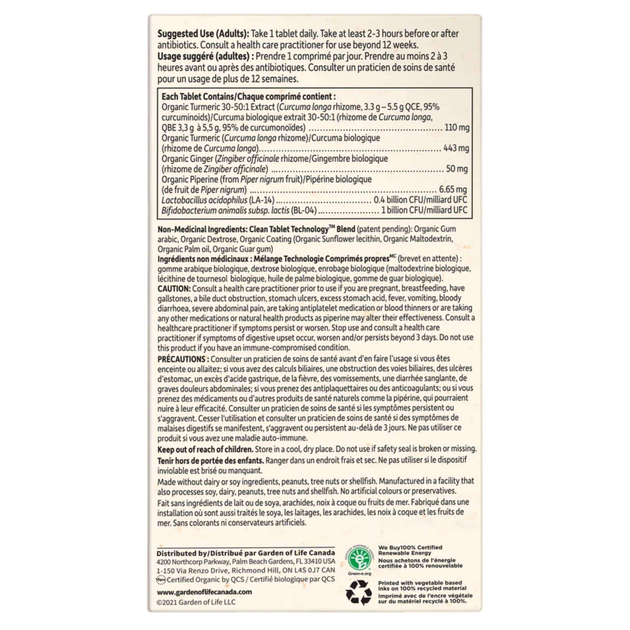 Garden of Life Organics Turmeric, 60 Vegan Tablets - Image 5