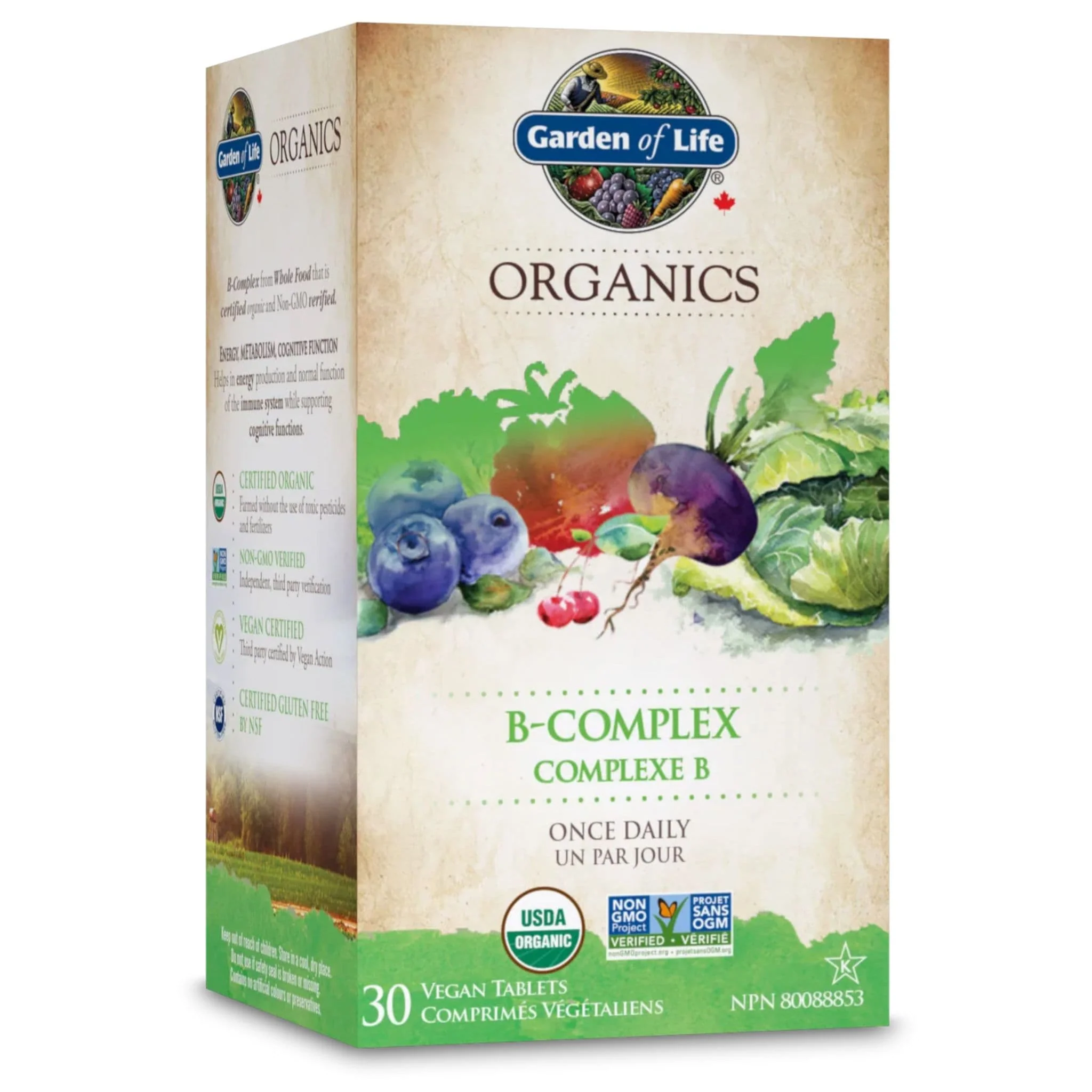 Garden of Life Organics Vitamin B-Complex Once Daily, 30 Vegan Tablets