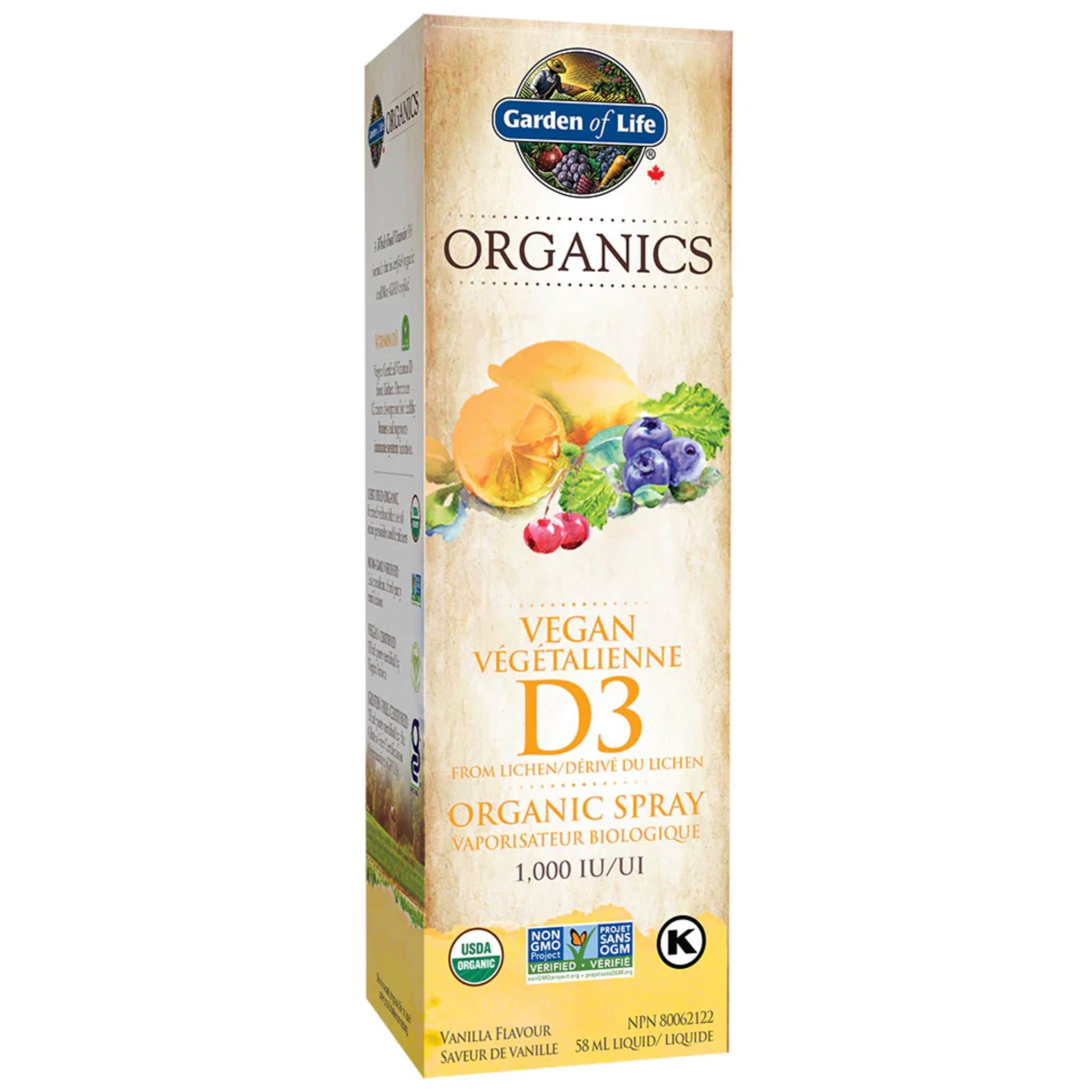 Garden of Life Organics - Vitamin D3 Organic Spray, Vanilla, 58ml