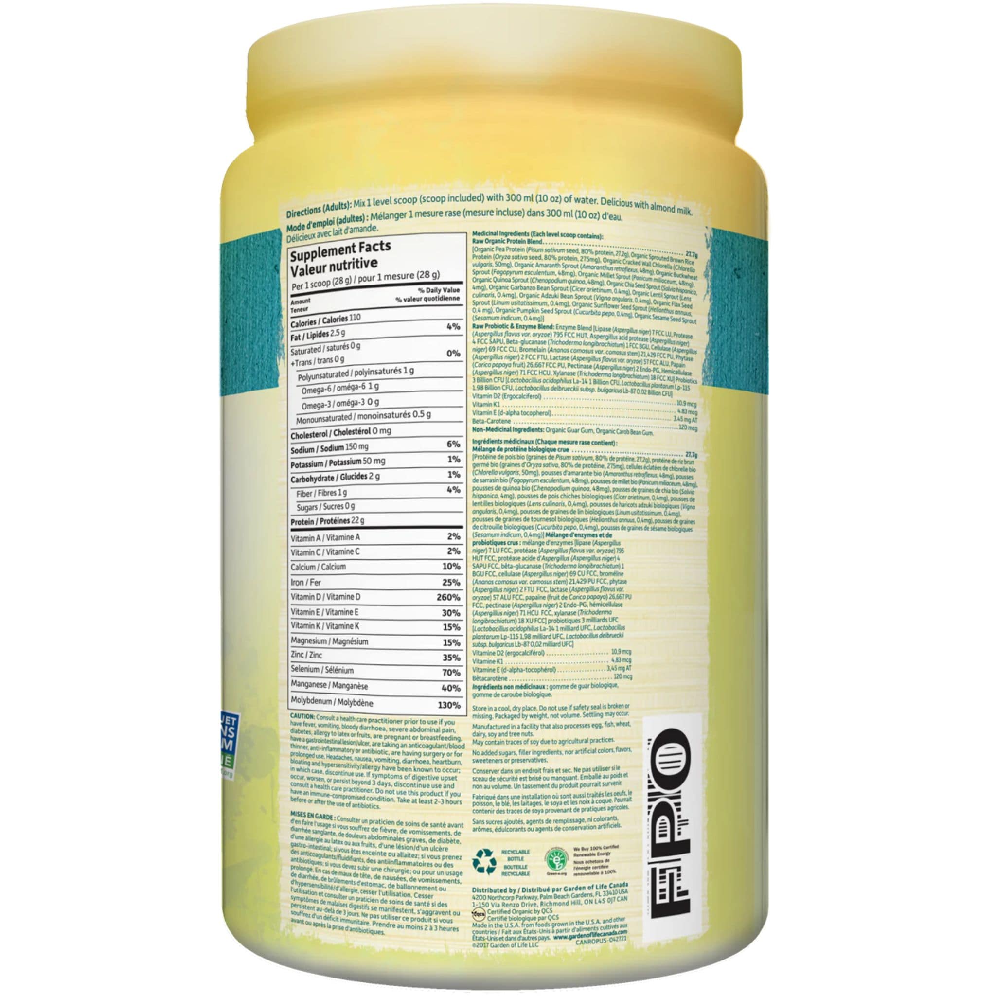 Garden of Life Raw Organic Protein Powder, 20 Servings - Image 23