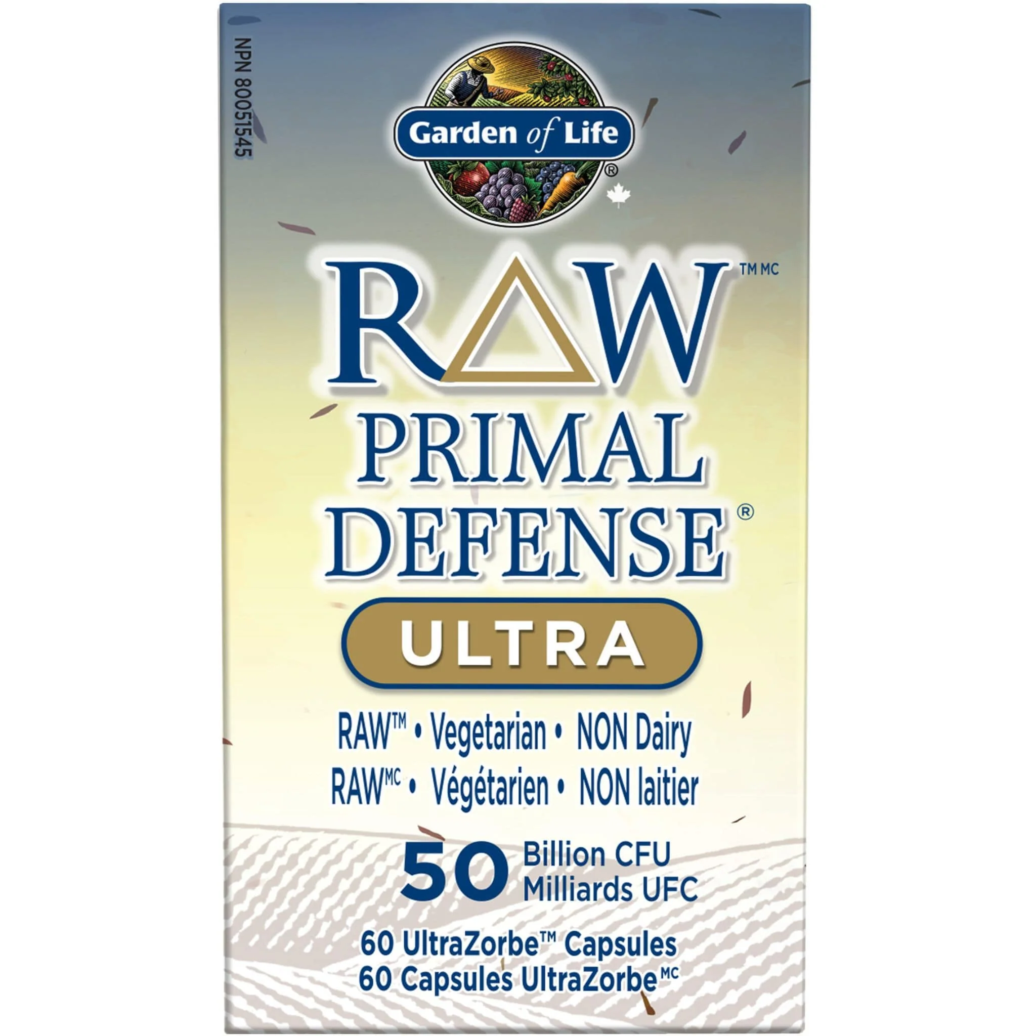 Garden of Life Raw Primal Defense Ultra 50 Billion CFU Live Bacteria, Non-Dairy, 60 Utrazorbe Capsules
