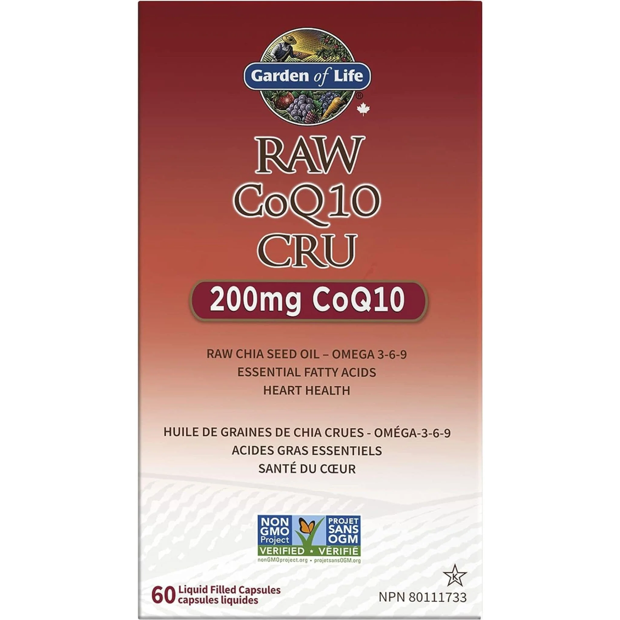 Garden of Life Vitamin Code Raw CoQ10 200mg, 60 Vegetarian Capsules