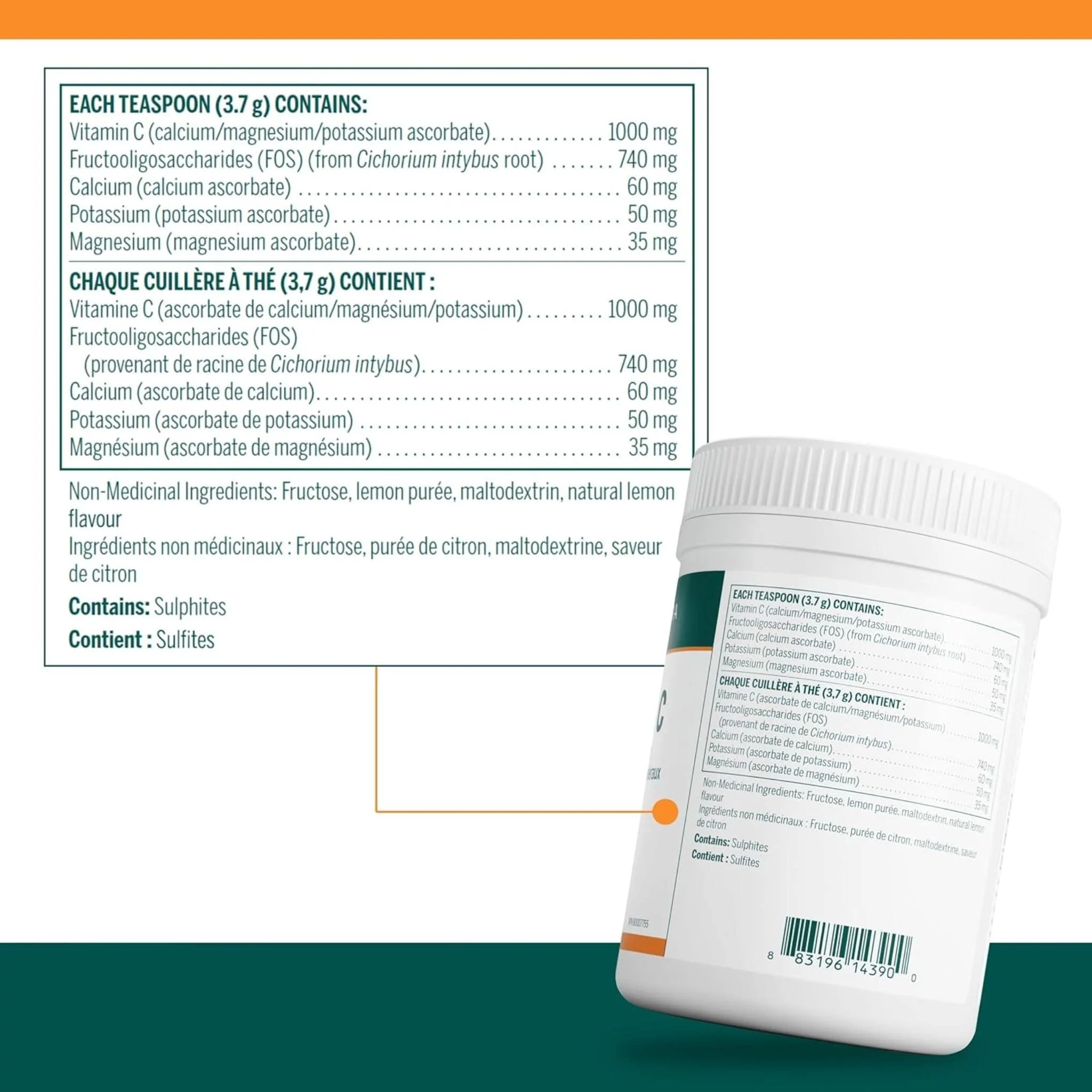 Genestra Ascorbate C (1000mg Vitamin C Powder Per Dose), 250g - Image 2