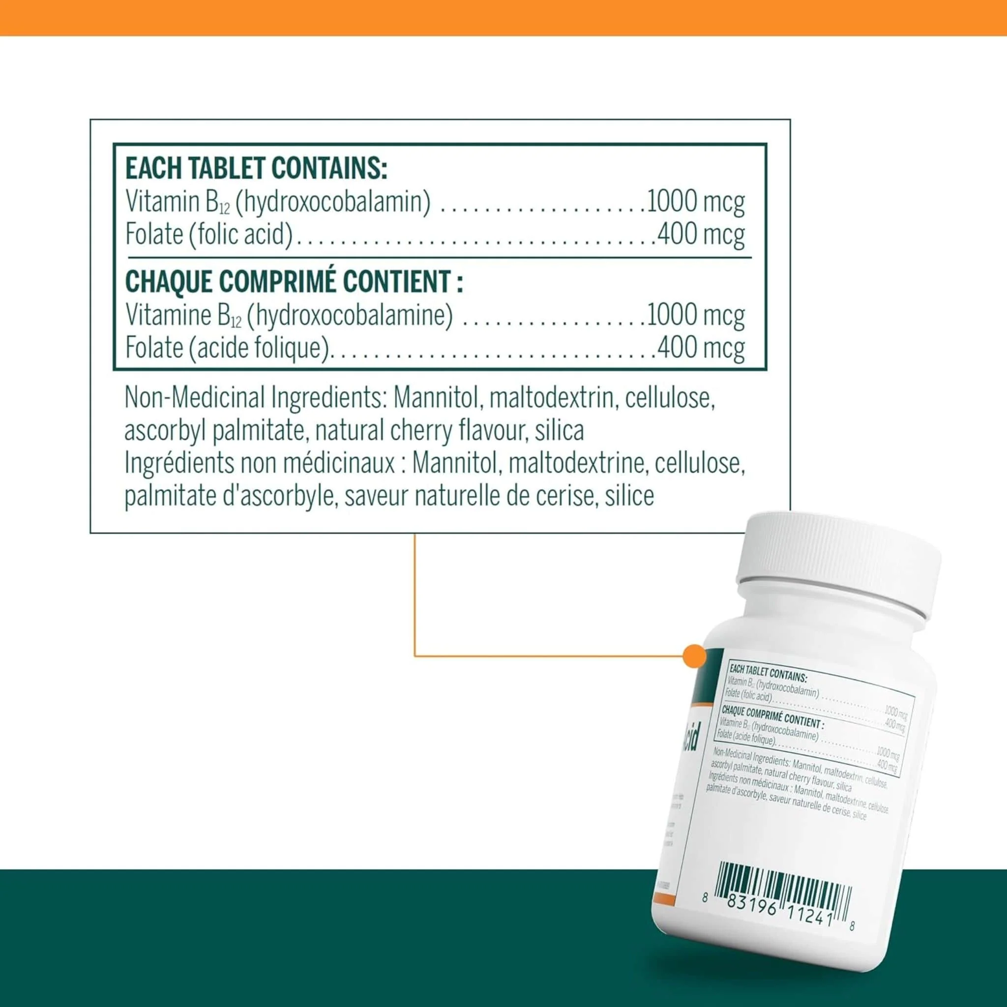 Genestra Bio B12 + Folic Acid, 60 Tablets - Image 2