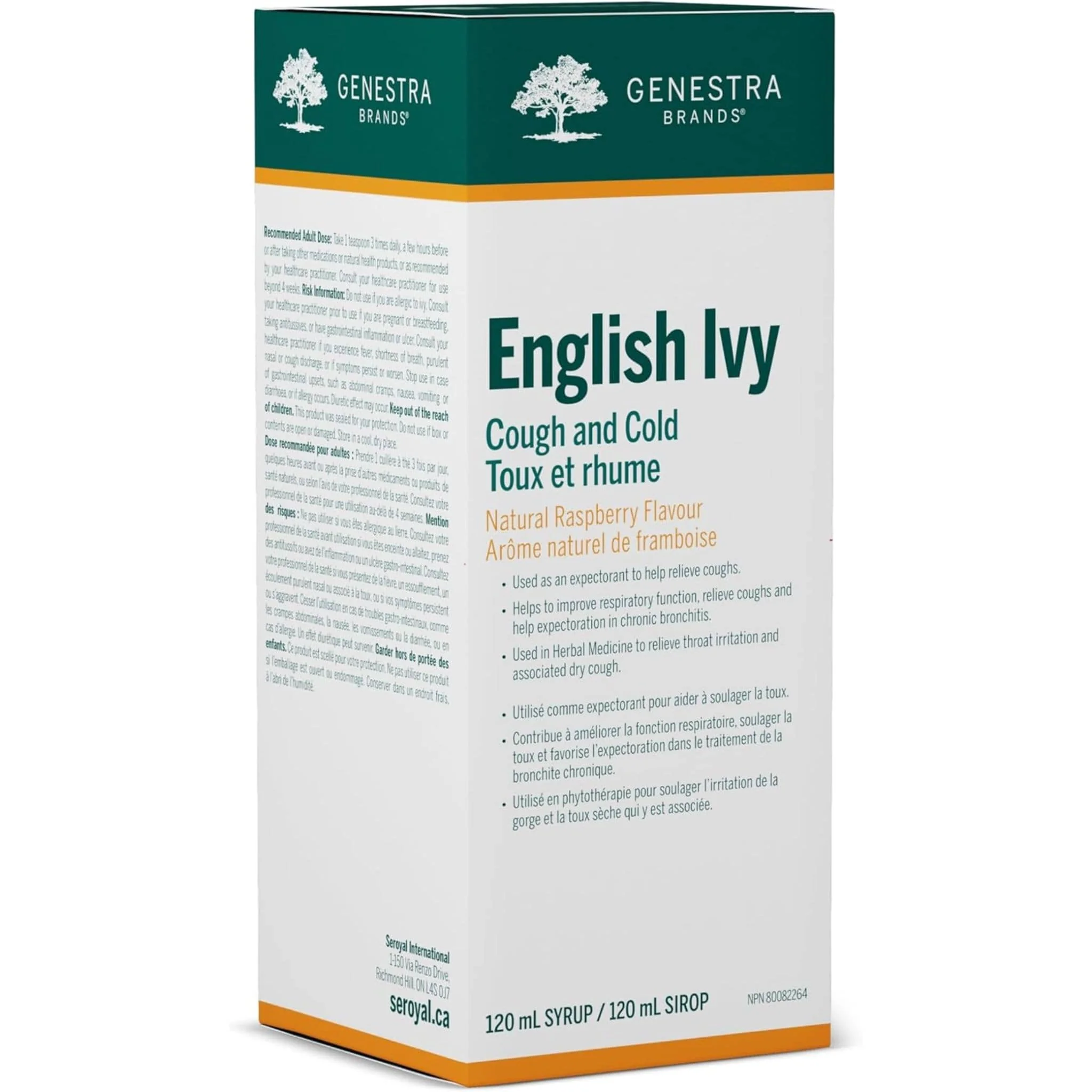 Genestra English Ivy Throat and Cough Syrup, Raspberry Flavour, 120ml