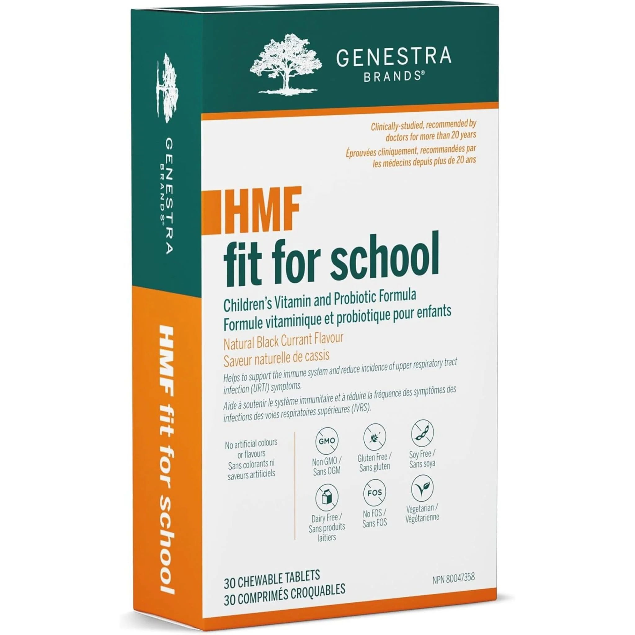 Genestra HMF Fit For School, 12.5 Billion CFU, Shelf Stable, 25 Chewable Tablets