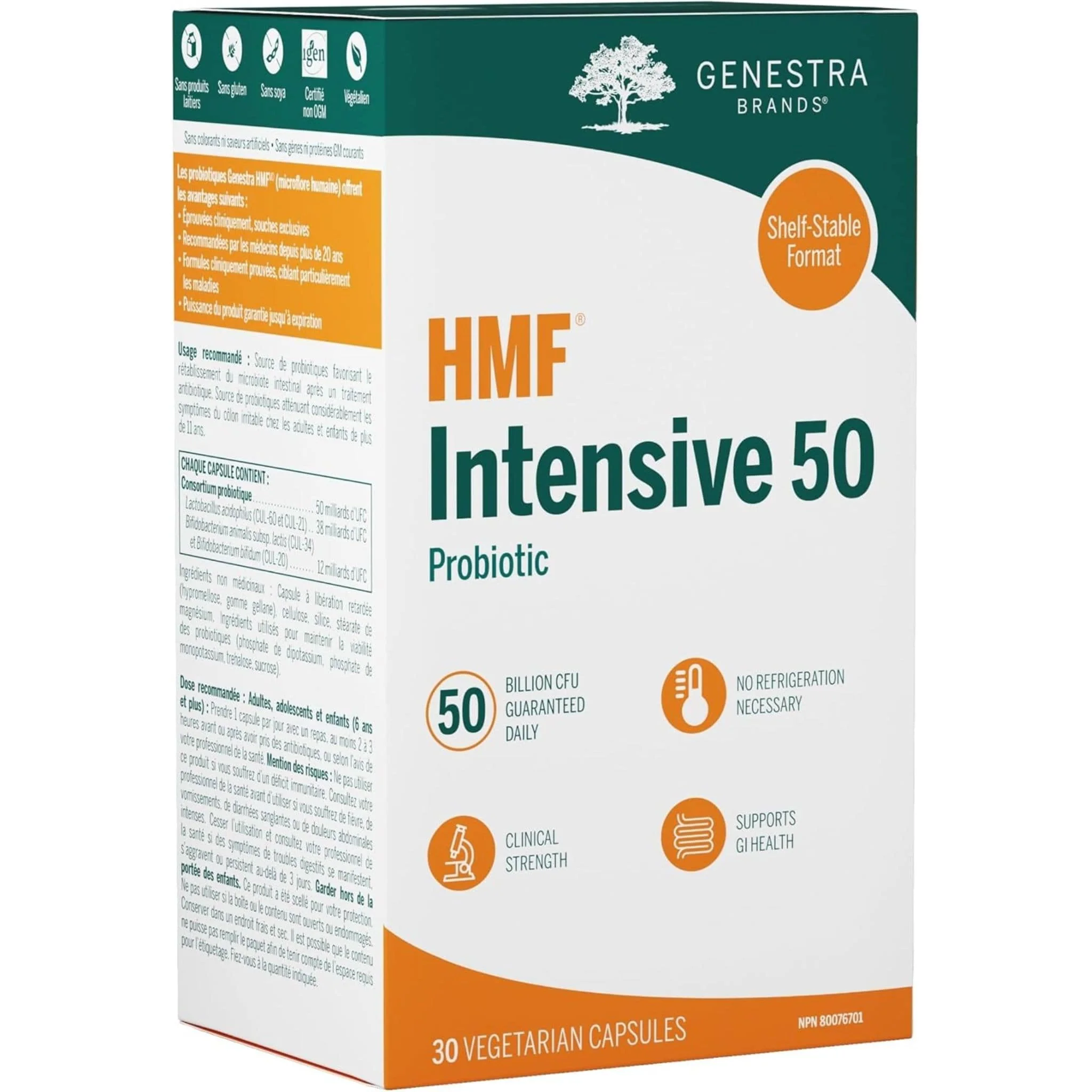 Genestra HMF Intensive 50, Shelf Stable, 30 Vegetarian Capsules