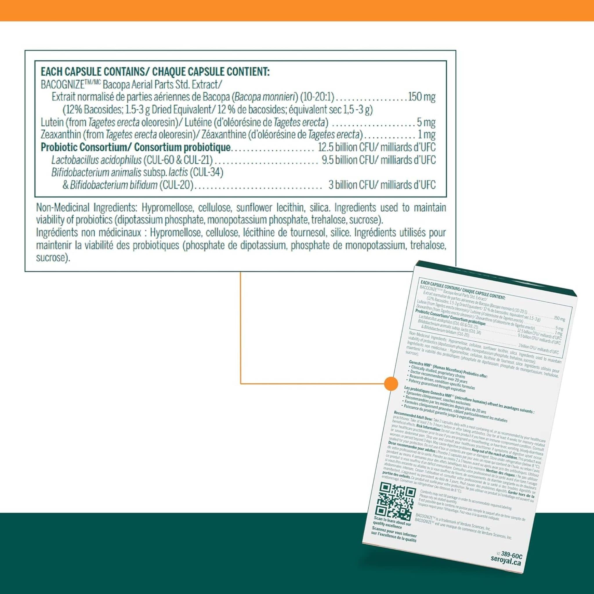 Genestra HMF Neuro Cognition, 12.5 Billion, 60 Vegetable Capsules - Image 2