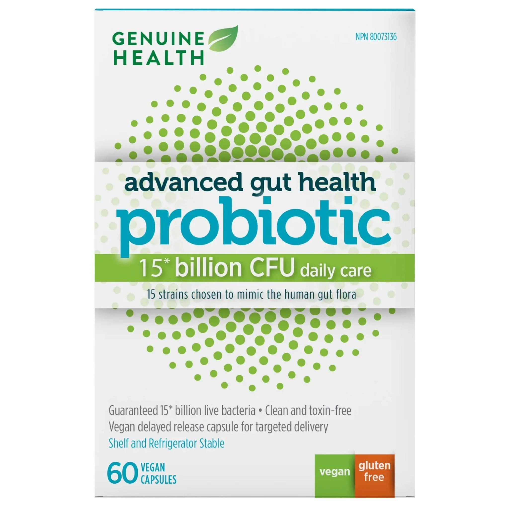 Genuine Health Advanced Gut Health Probiotic, 15 Billion CFU, Shelf and Refrigerator Stable - Image 2