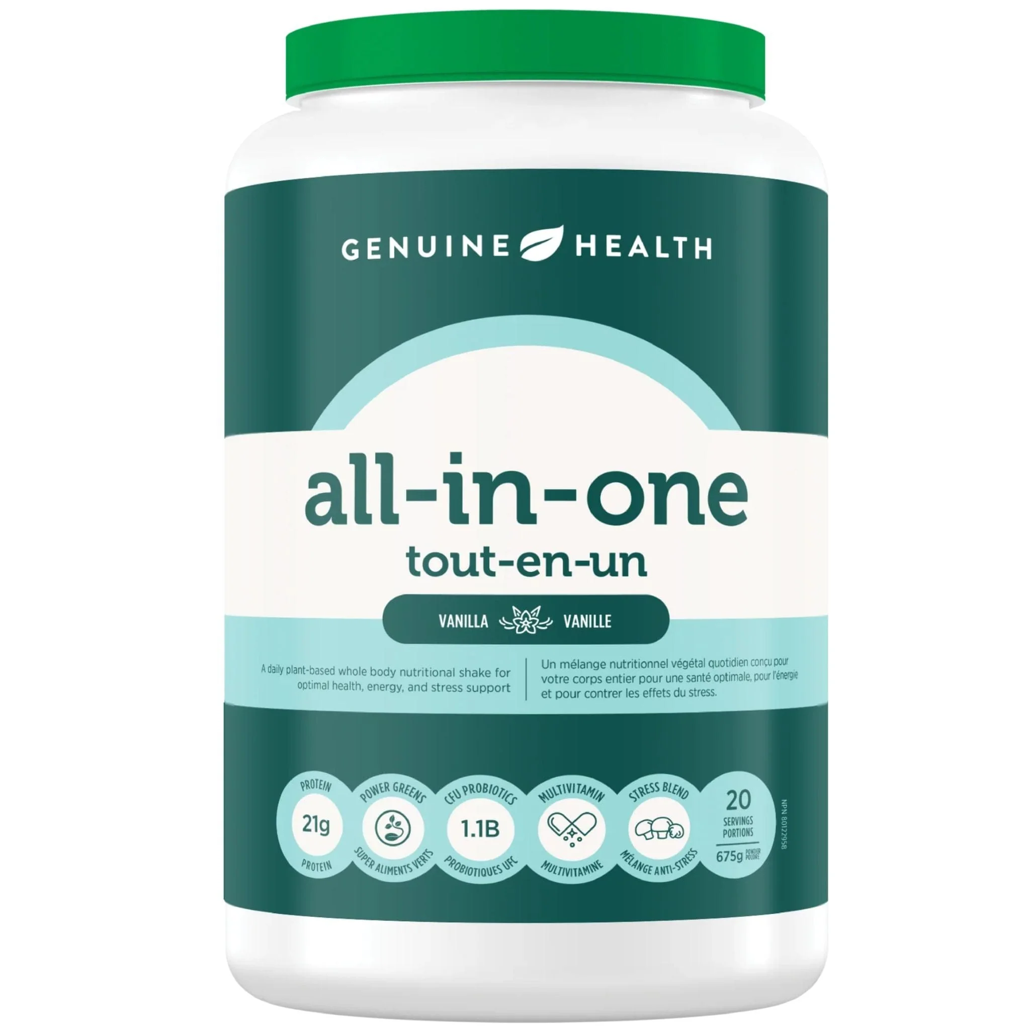 Genuine Health All-in-One Daily Whole Body Shake, Vegan Protein Powder, 20 Servings CLEARANCE 50% Off Exp 8/26 Final Sale