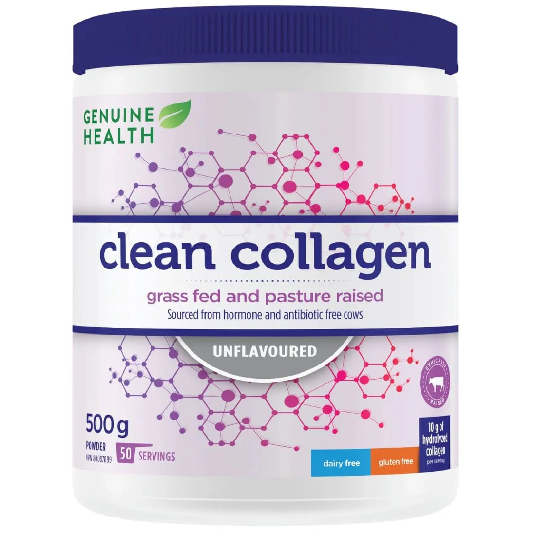 Genuine Health Clean Collagen, Grass Fed Pasture Raised Bovine Collagen Powder