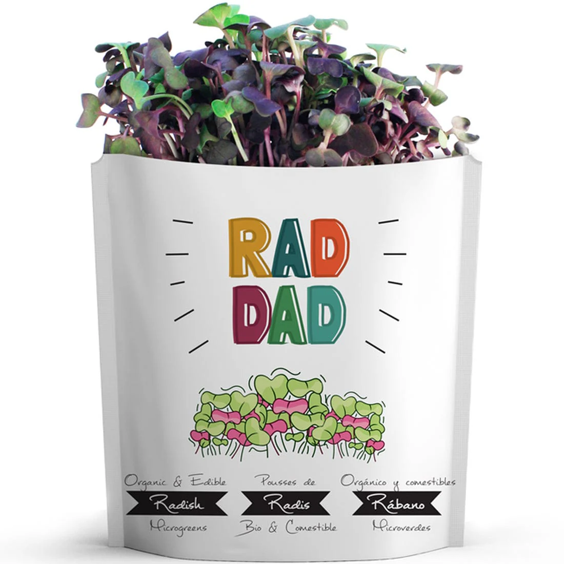 Gift A Green Greeting Cards, Rad Dad Card, Red Radish Microgreens