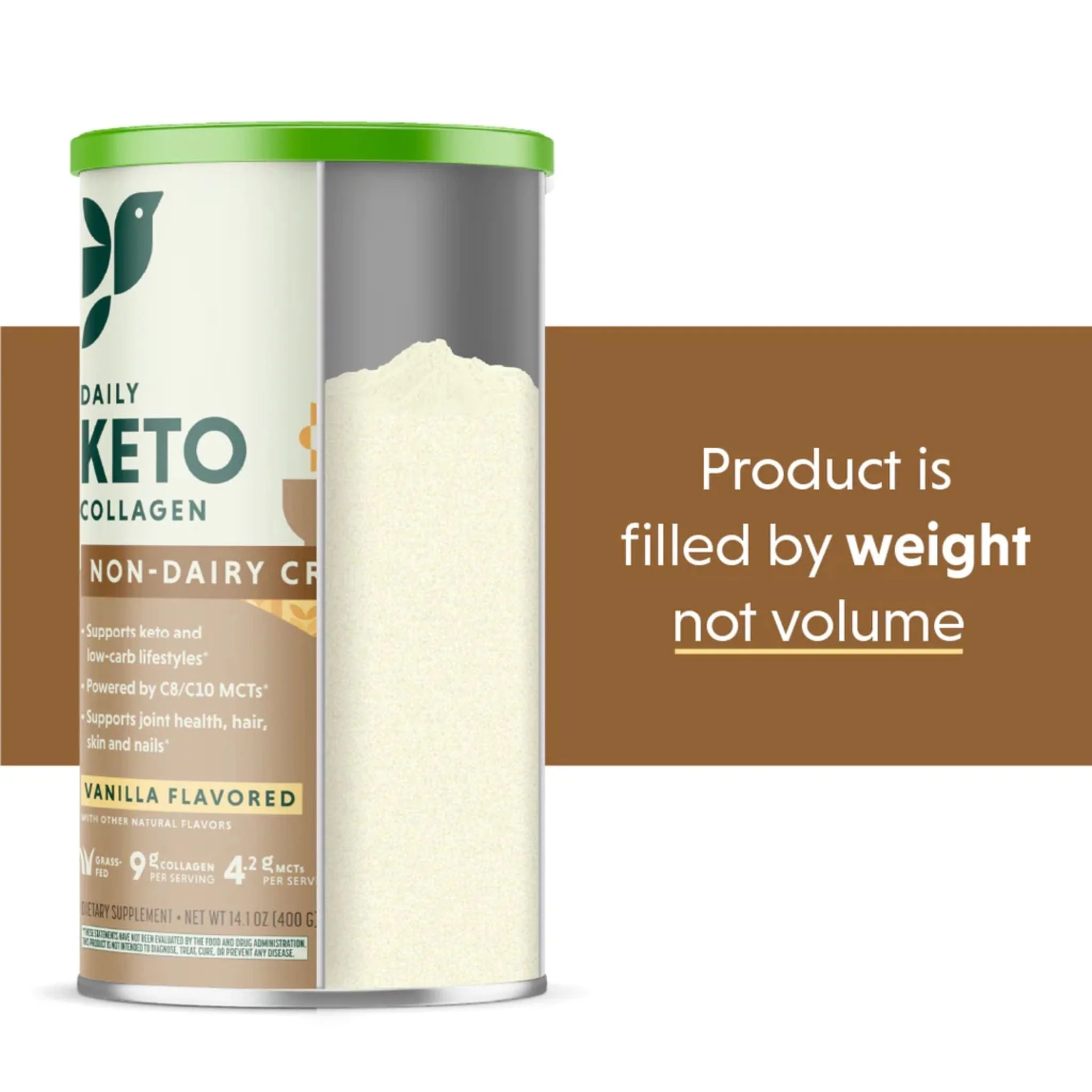 Great Lakes Daily Keto Collagen Peptides with MCT Oil, Non-Dairy Creamer, 400g - Image 3