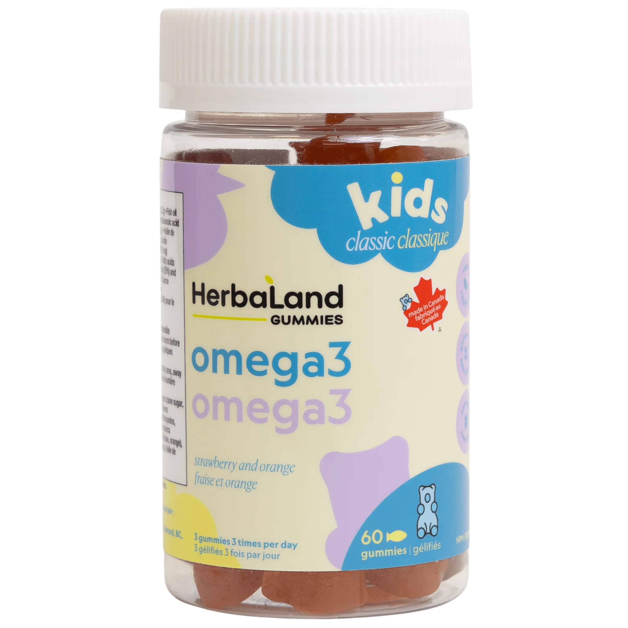 Herbaland Omega-3 Gummies for Kids With DHA, 60 Gummies