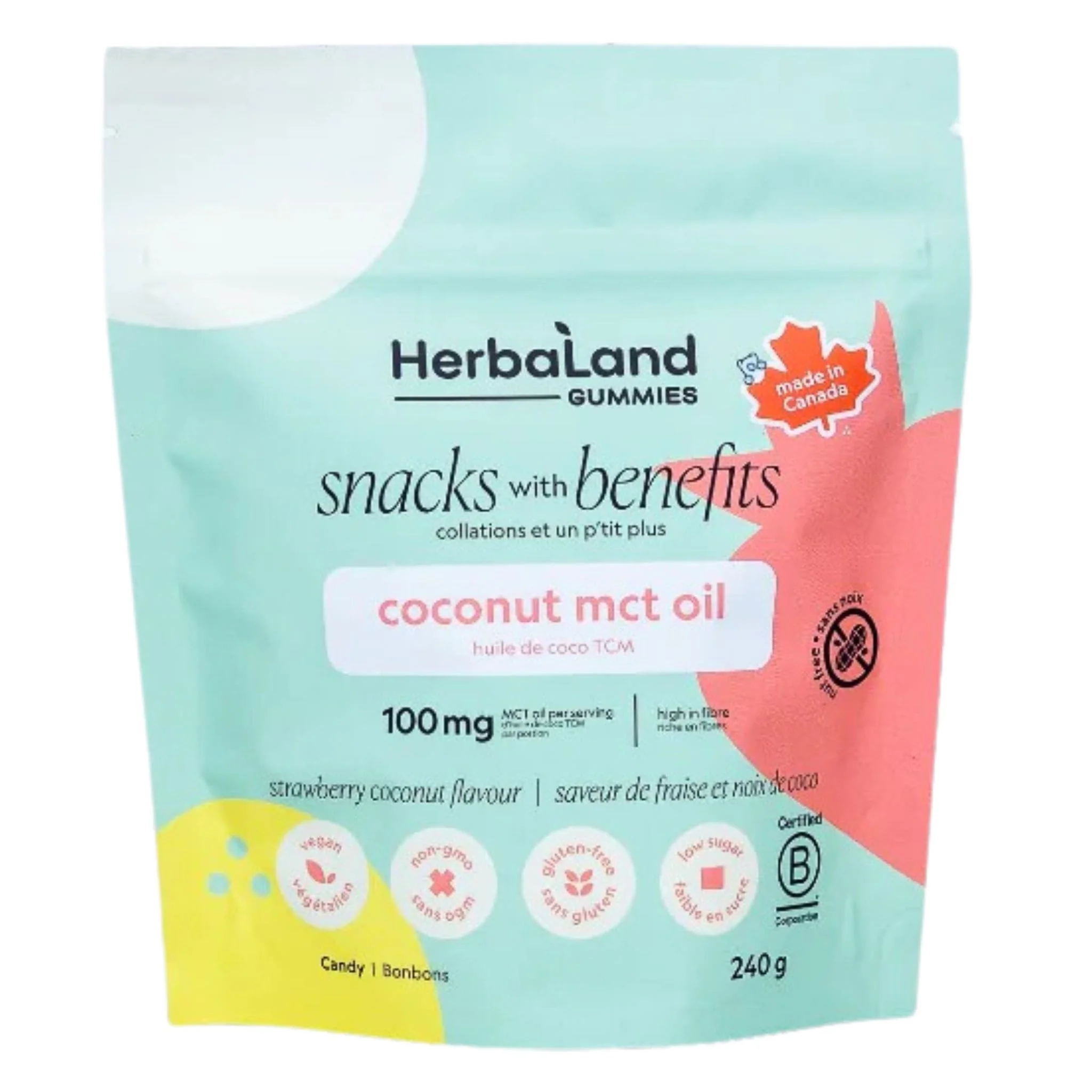 Herbaland Coconut MCT Oil Gummies, Family Size, 240g