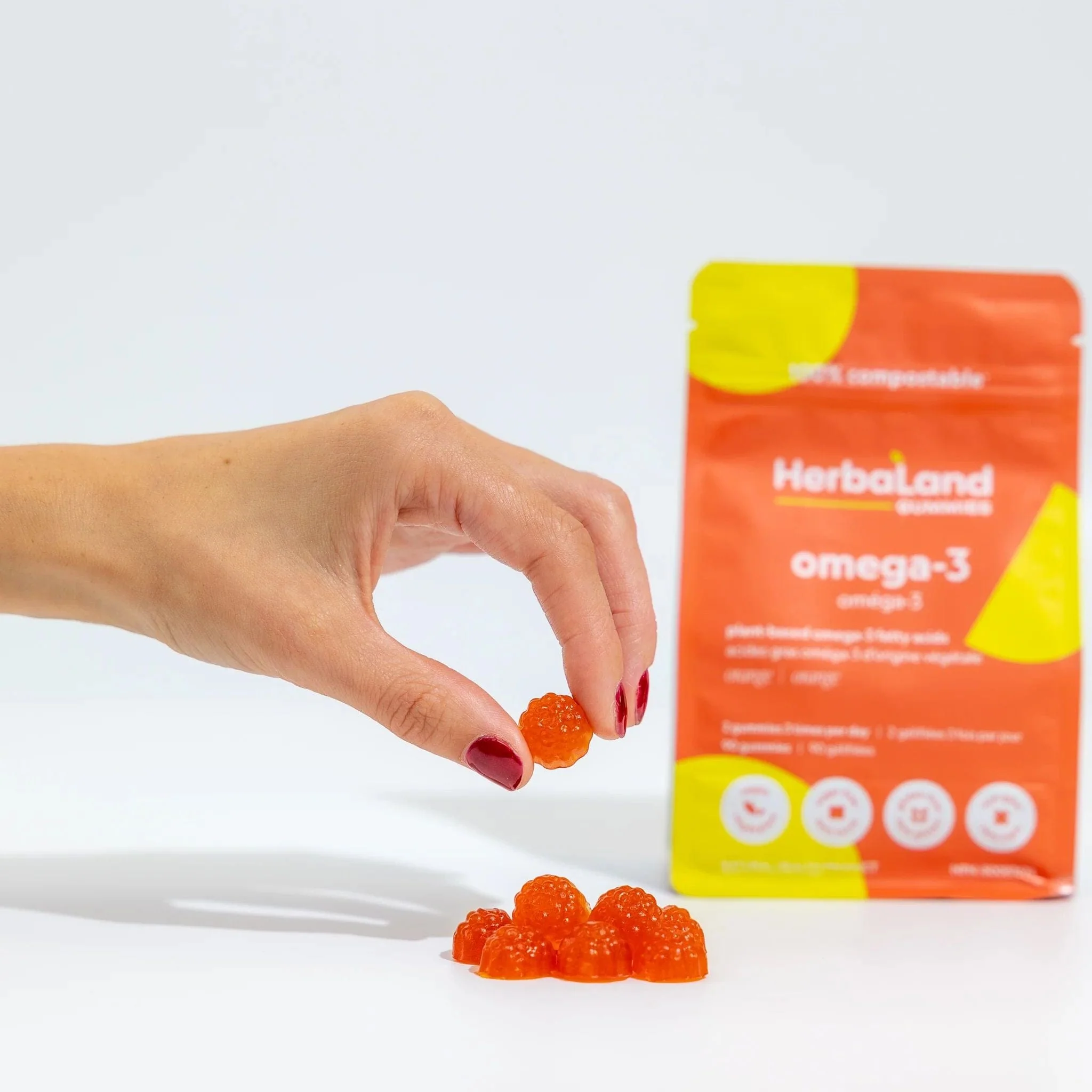 Herbaland Omega-3 Gummies for Adults, Vegan, Orange Flavour, 90 Gummies - Image 4
