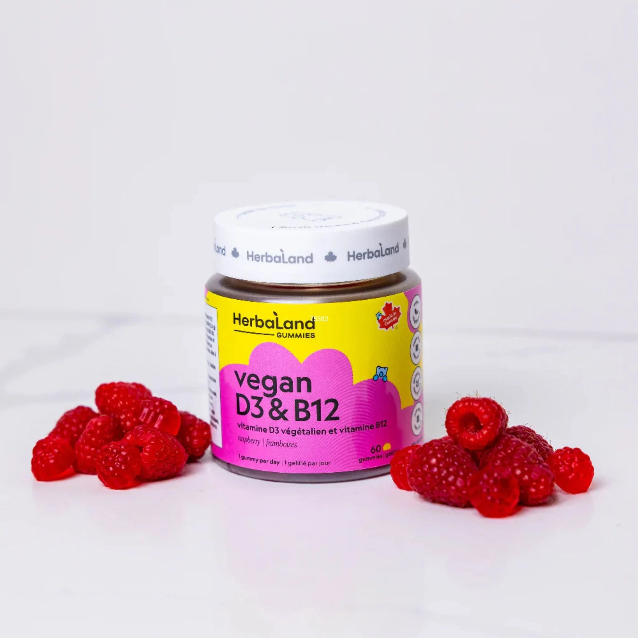 Herbaland Vegan D3 and B12 Gummies for Adults, Vegan, Sugar-free, 60 Gummies - Image 2