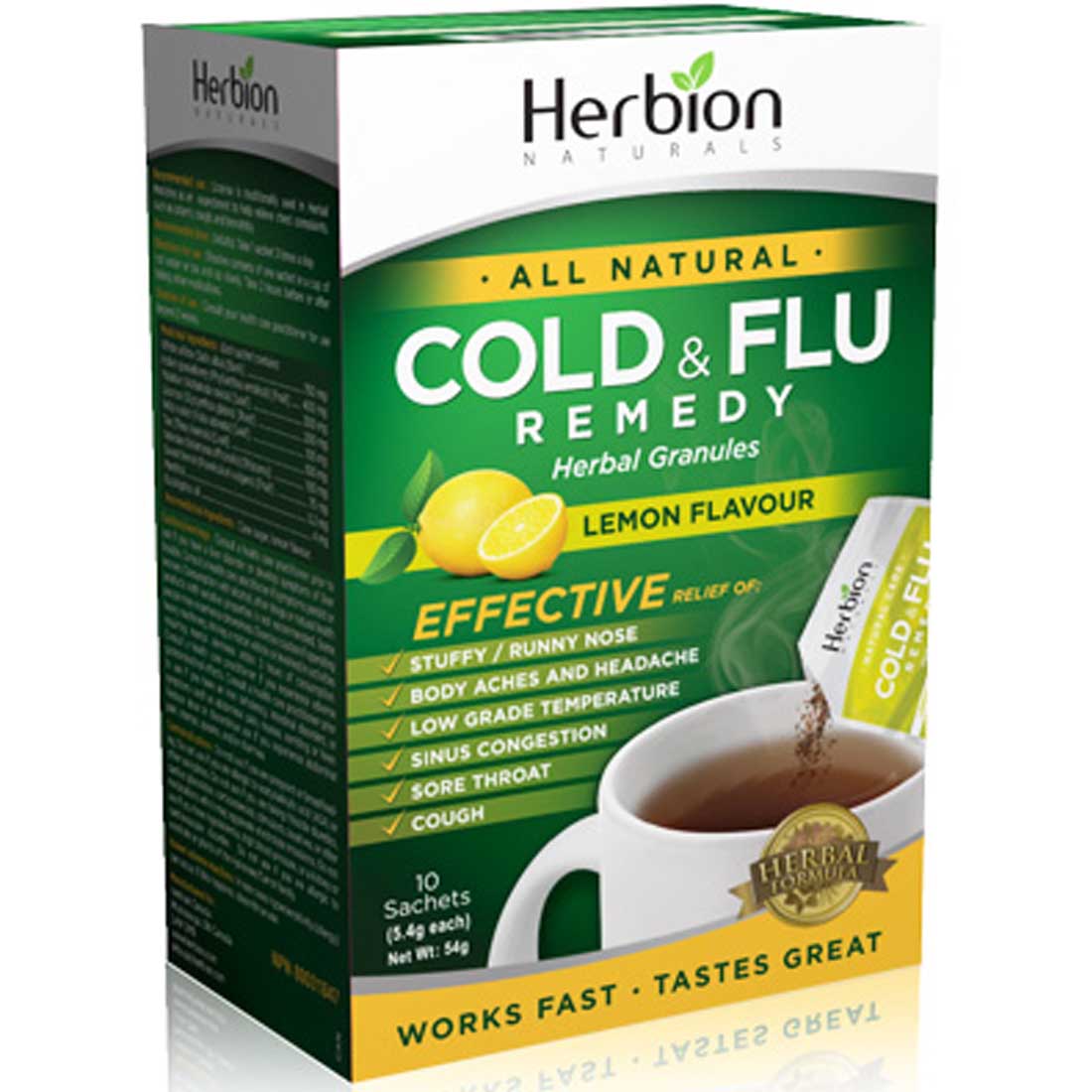 Herbion Cold & Flu Remedy, 10 Sachets - Image 2