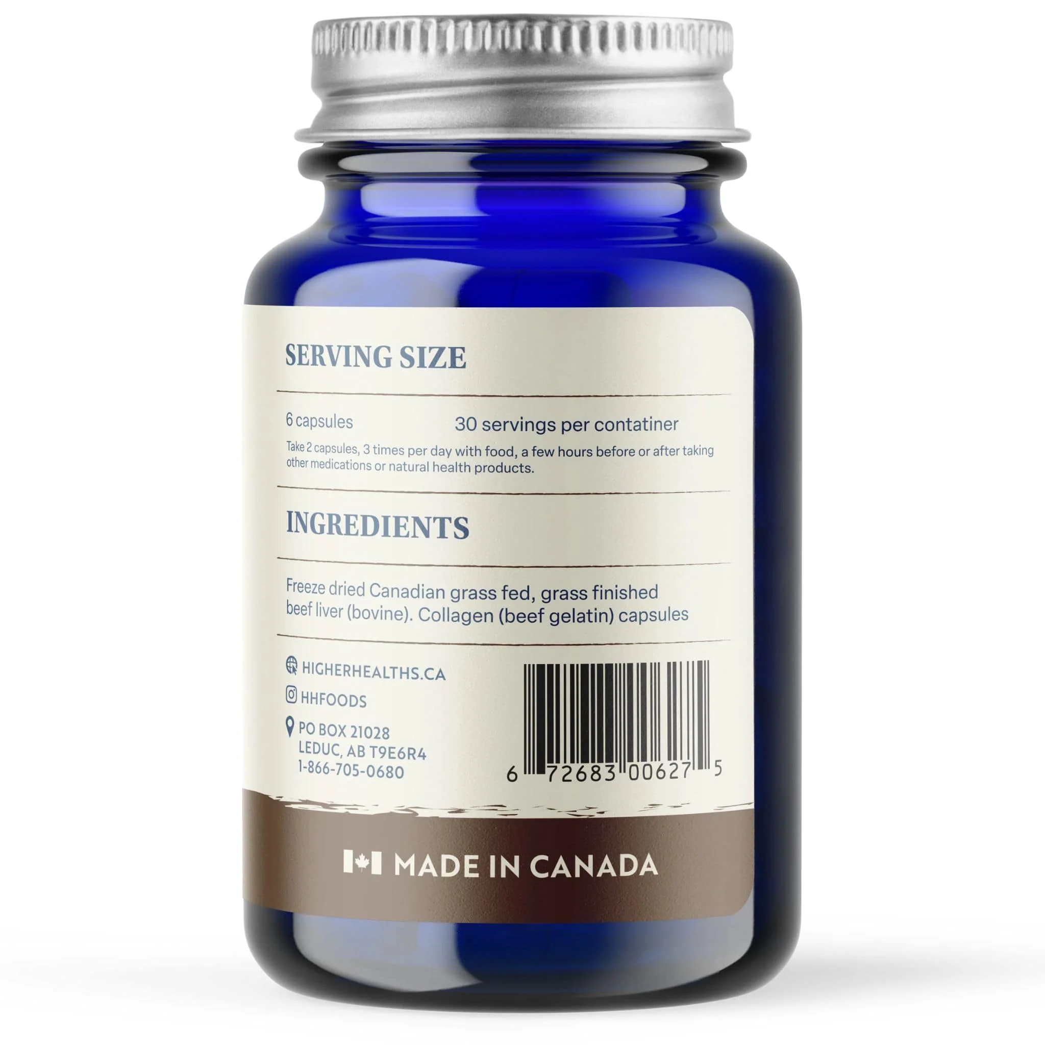 Higher Healths Grass-Fed Beef Liver 500mg, 180 Capsules - Image 2