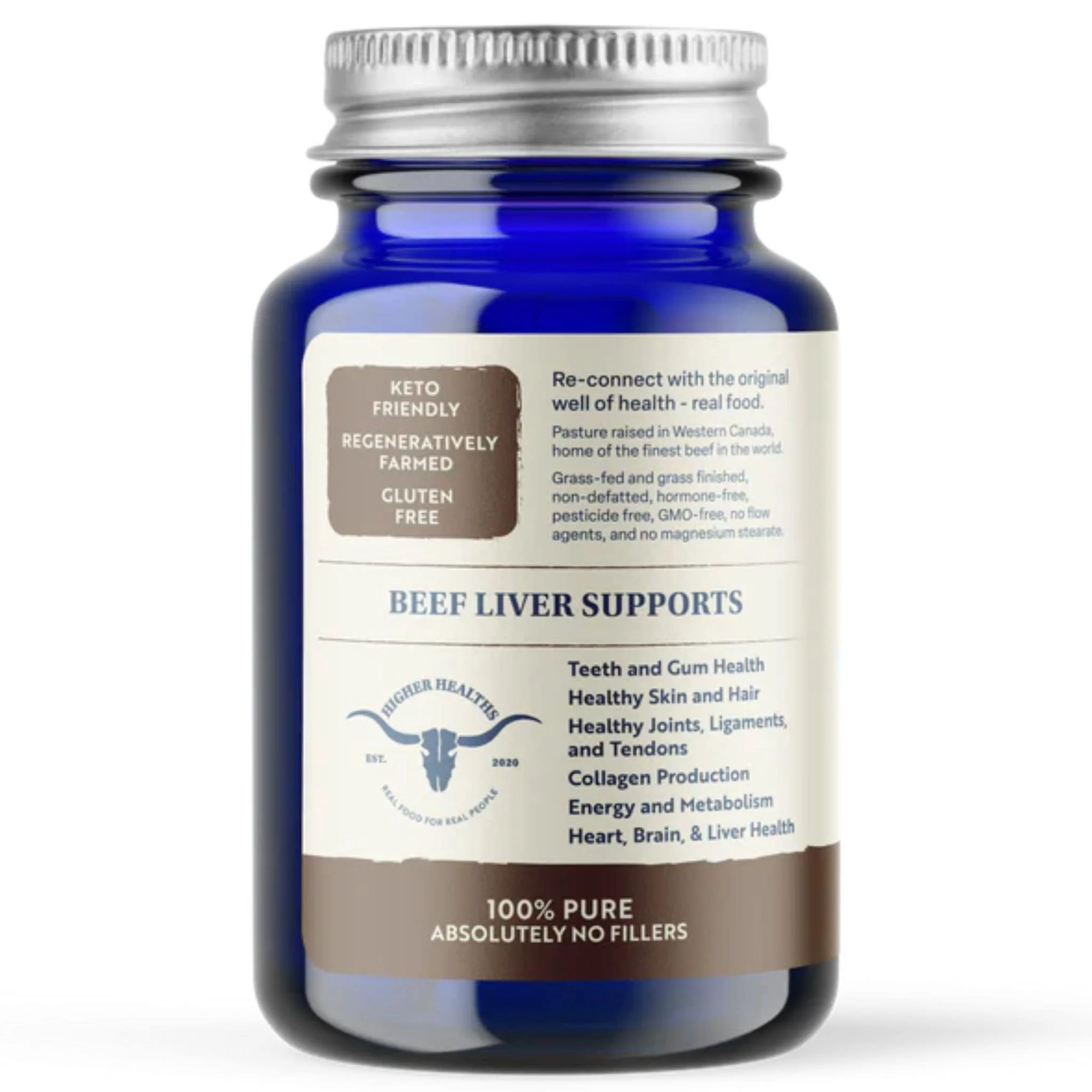 Higher Healths Grass-Fed Beef Liver 500mg, 180 Capsules - Image 3