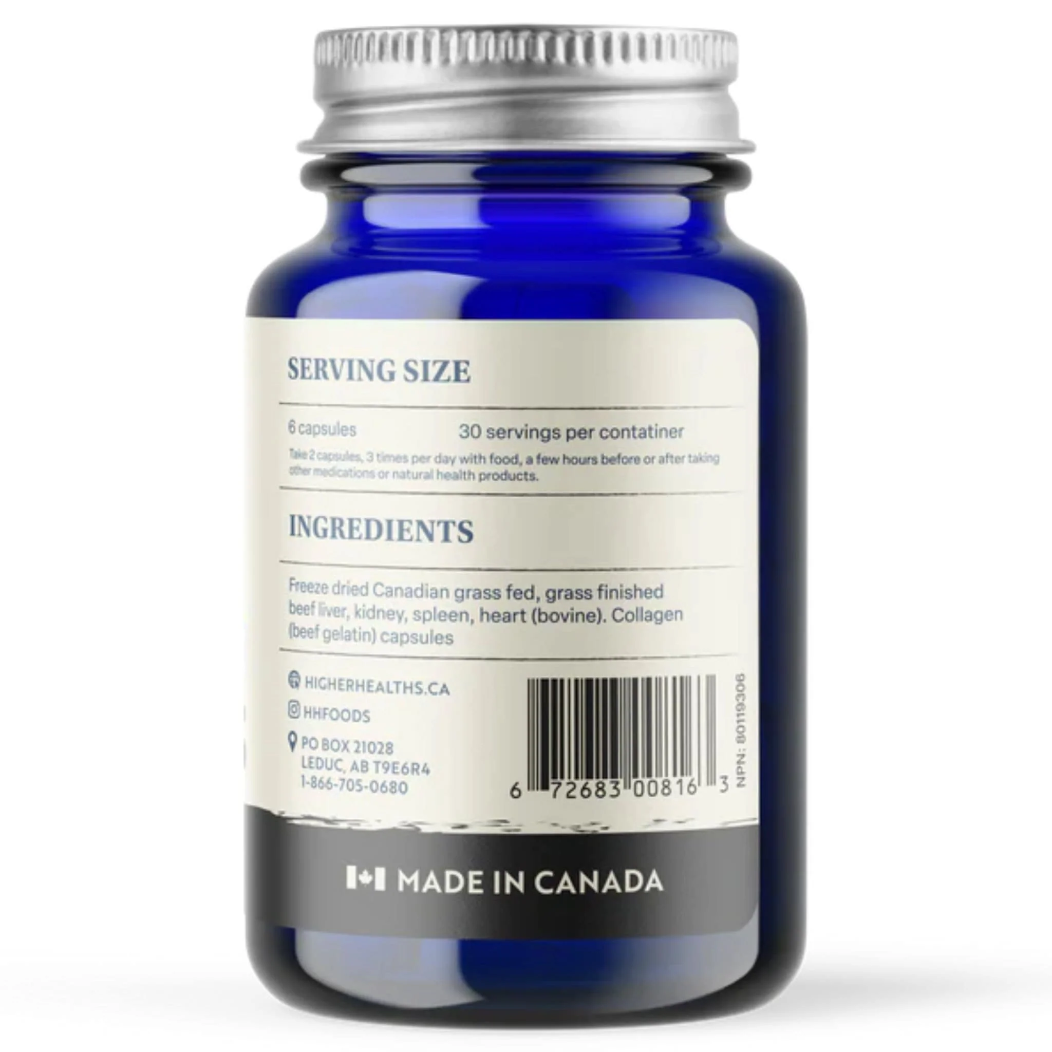 Higher Healths Grass-Fed Beef Organs 500mg, 180 Capsules - Image 2