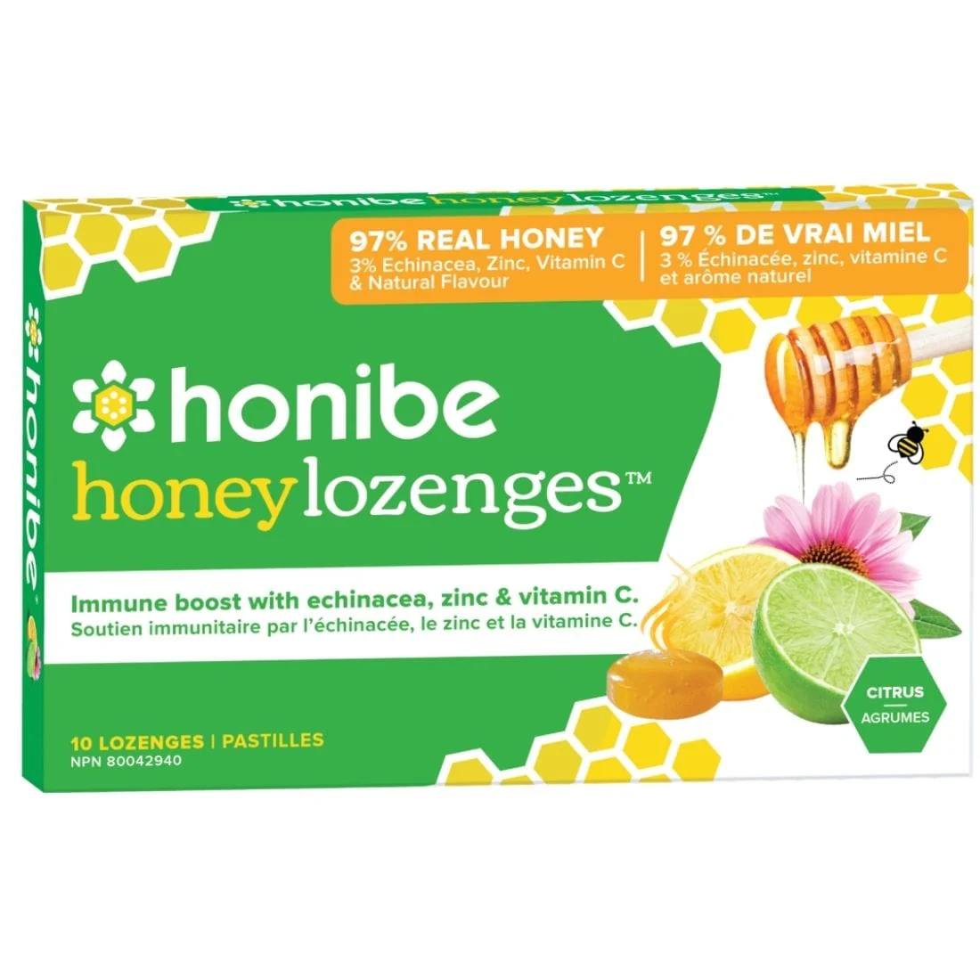 Honibe All Natural Immune Boost Echinacea Throat Lozenge With Zinc and Vitamin C, 10 Lozenges - Image 2