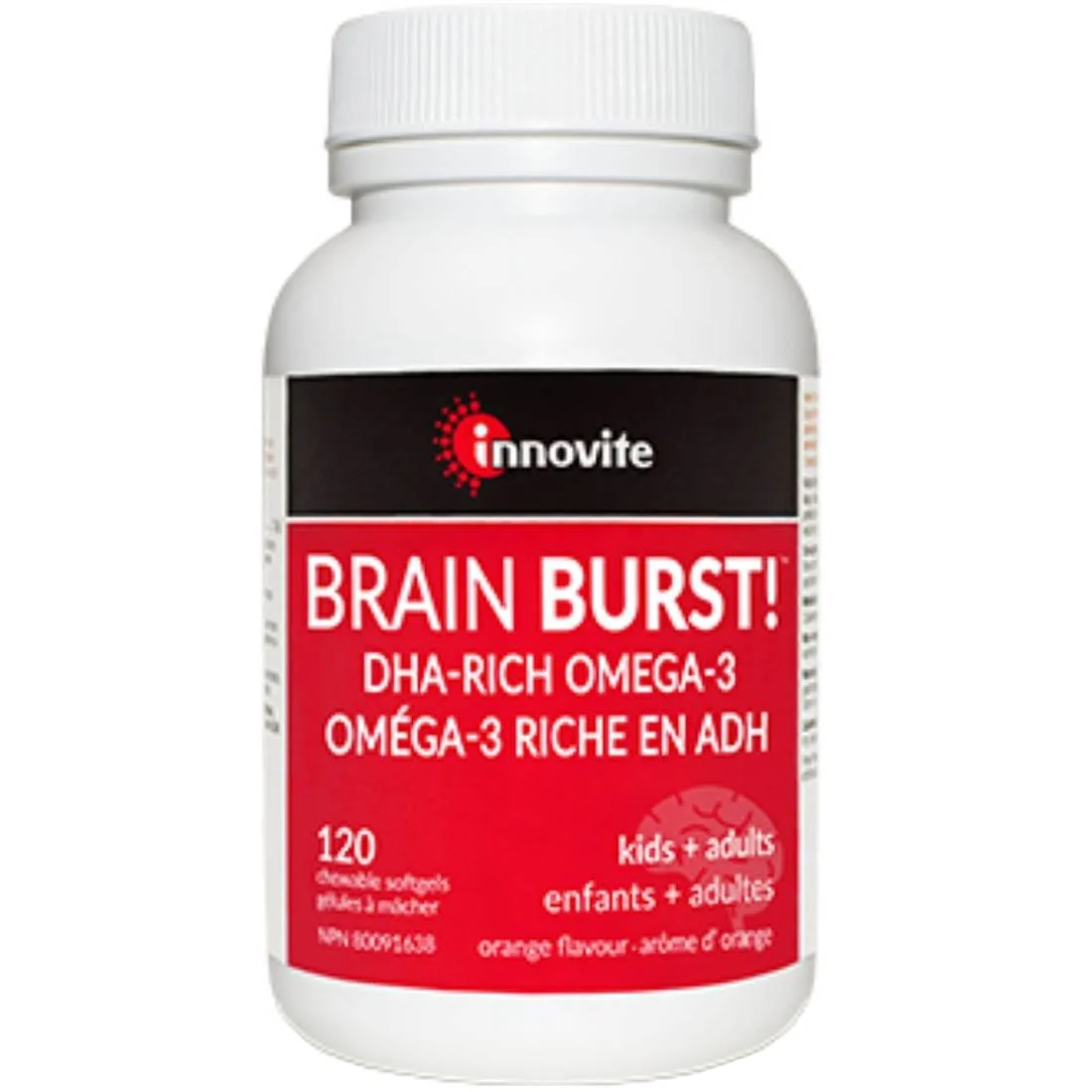 Innovite Brain Burst (DHA For Adults and Kids), 120 Chewable Softgels - Image 2