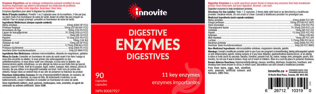 Innovite Digestive Enzymes (Transitioned to: CanPrev Digestive Enzymes, 11 Full Spectrum Enzymes For Digestive Support, 90 Vegetable Capsules) - Image 2