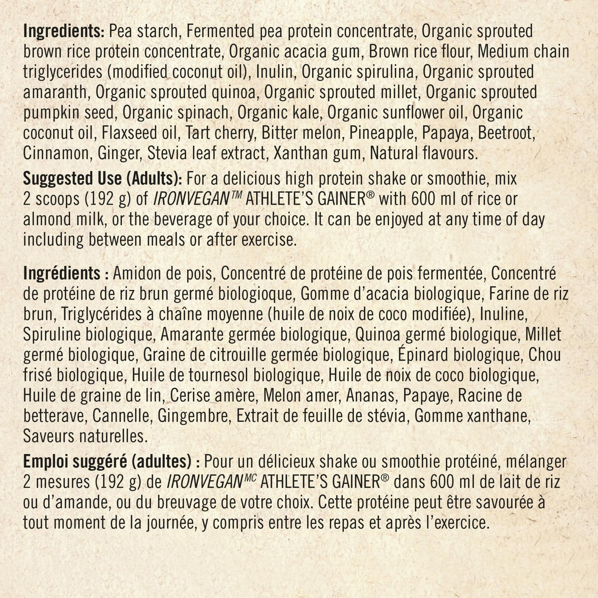 Iron Vegan Athlete's Gainer Protein (Plant Based & Non-GMO) - Image 12