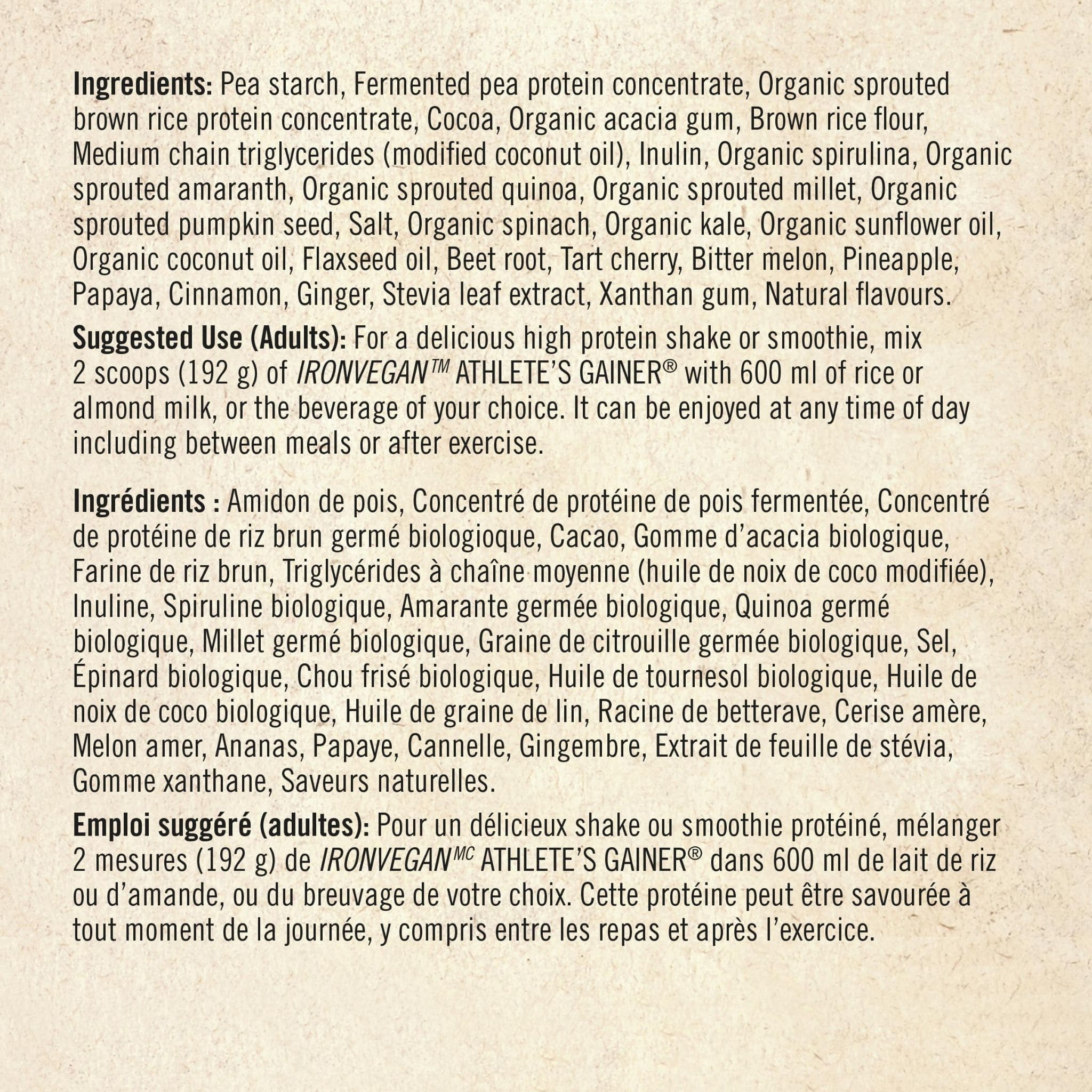 Iron Vegan Athlete's Gainer Protein (Plant Based & Non-GMO) - Image 3