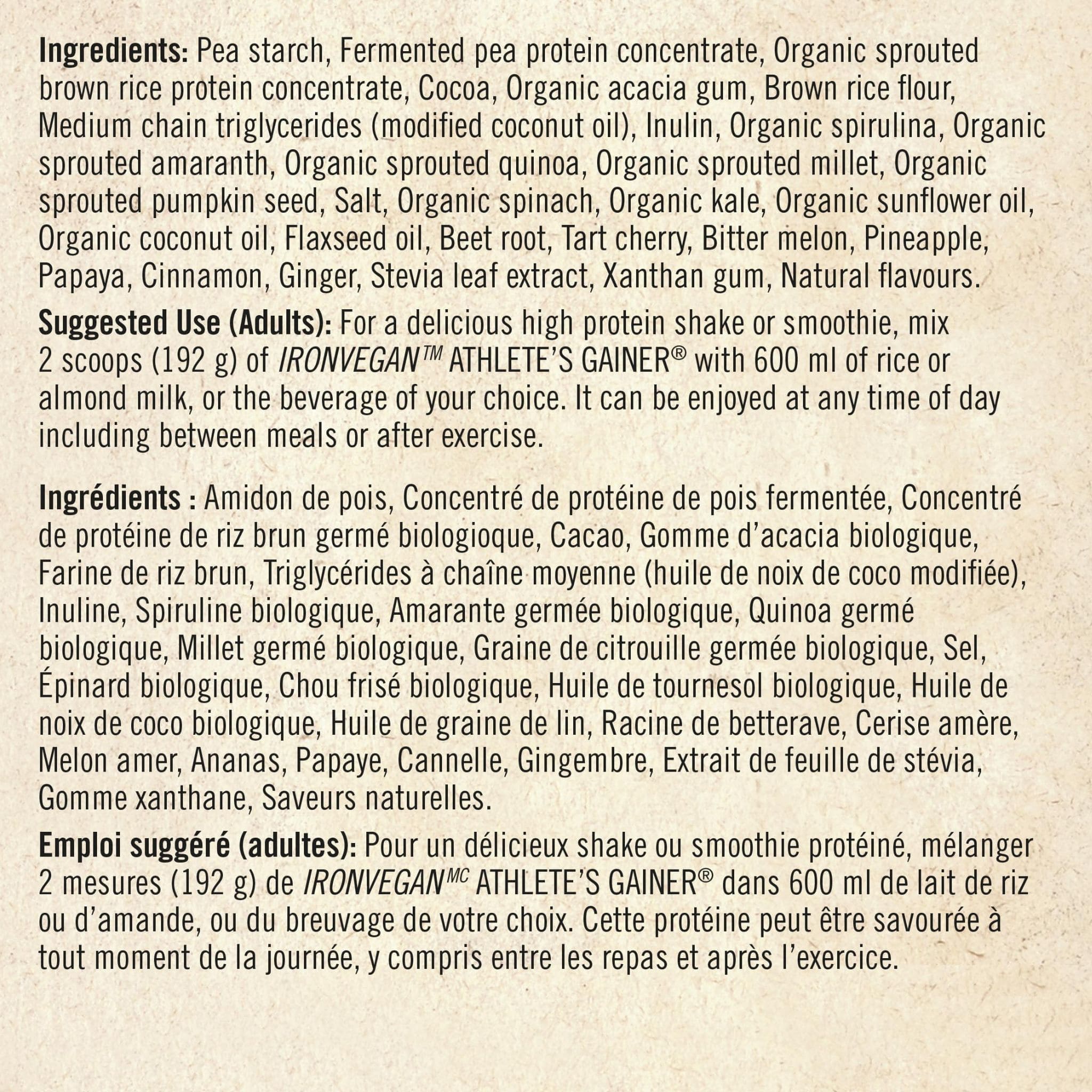 Iron Vegan Athlete's Gainer Protein (Plant Based & Non-GMO) - Image 6