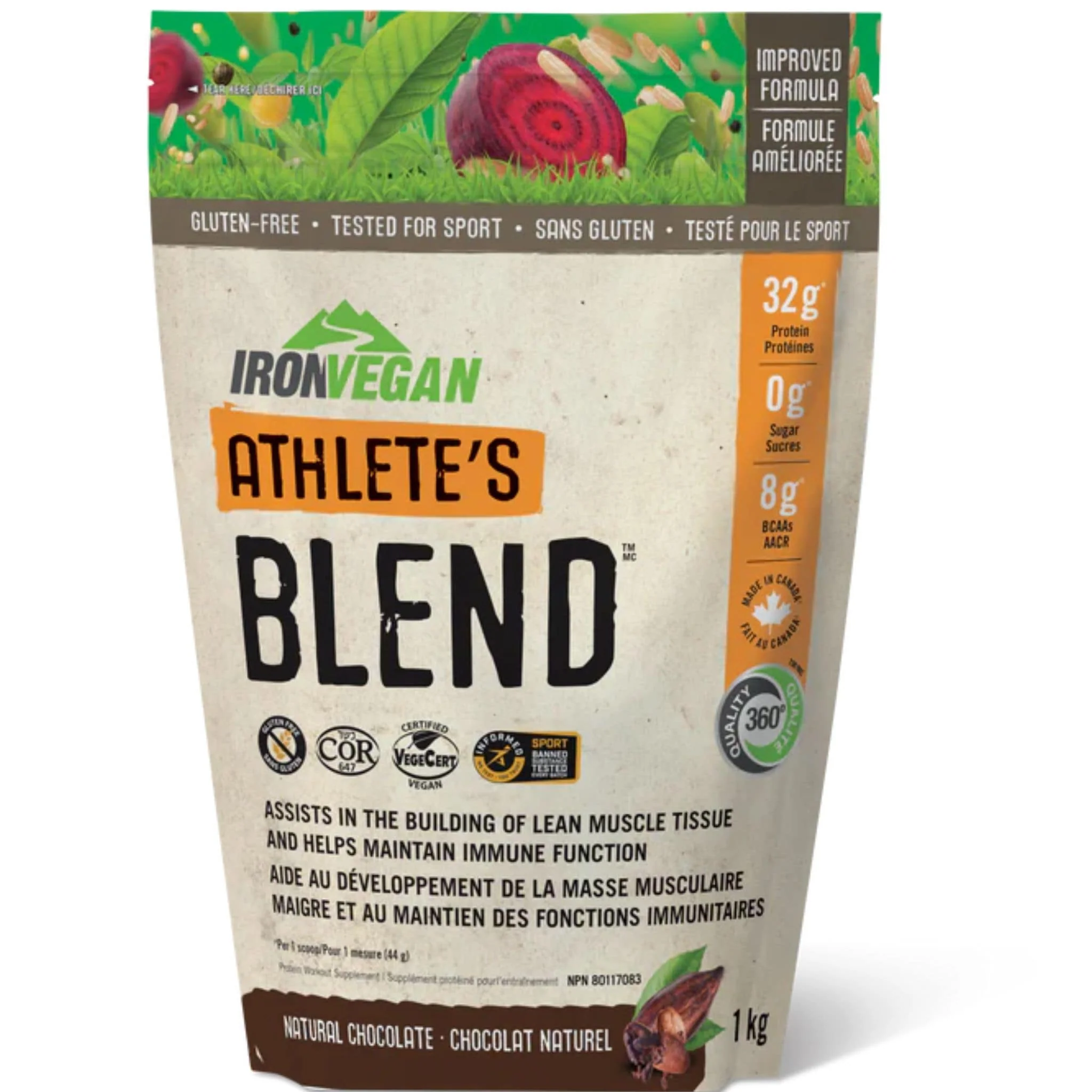 Iron Vegan Athlete's Blend Protein (Organic, Raw, Non-GMO), 1kg (2.2lb) - Image 2