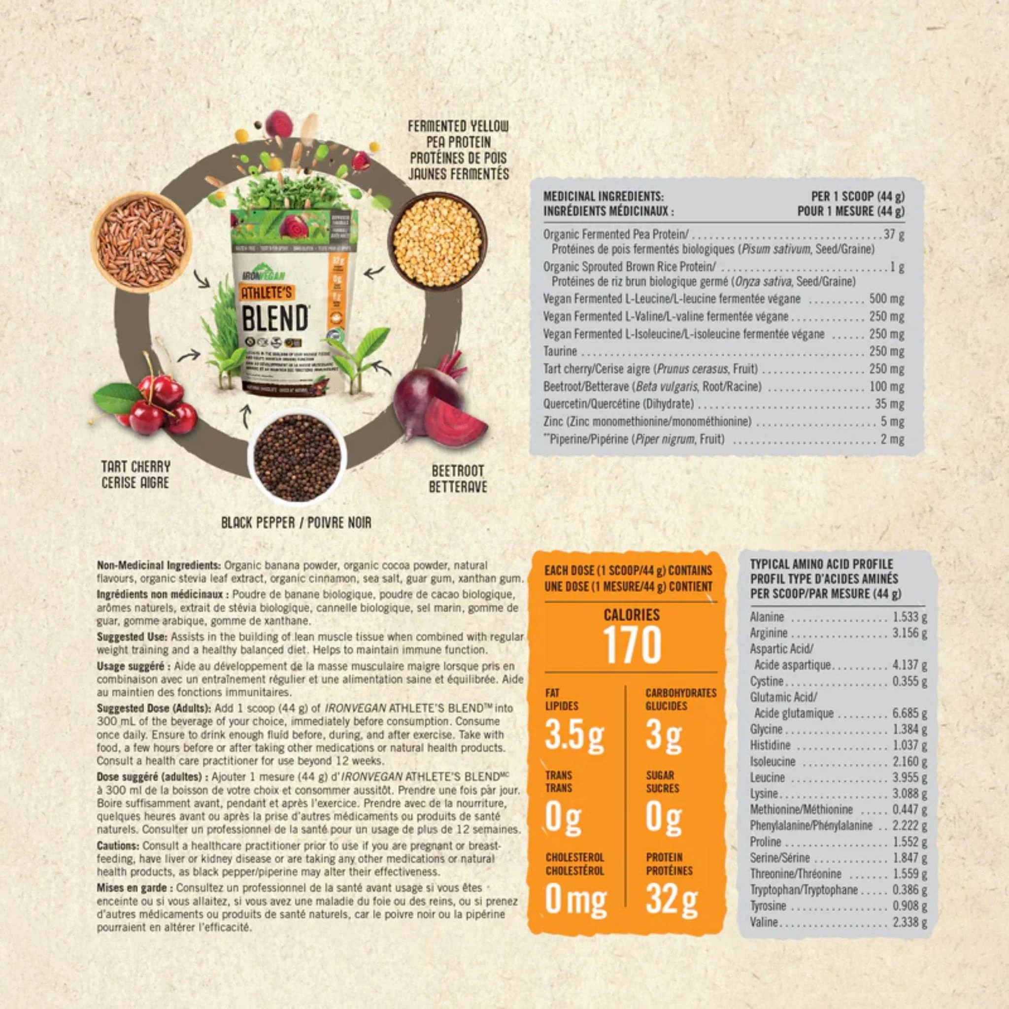 Iron Vegan Athlete's Blend Protein (Organic, Raw, Non-GMO), 1kg (2.2lb) - Image 3