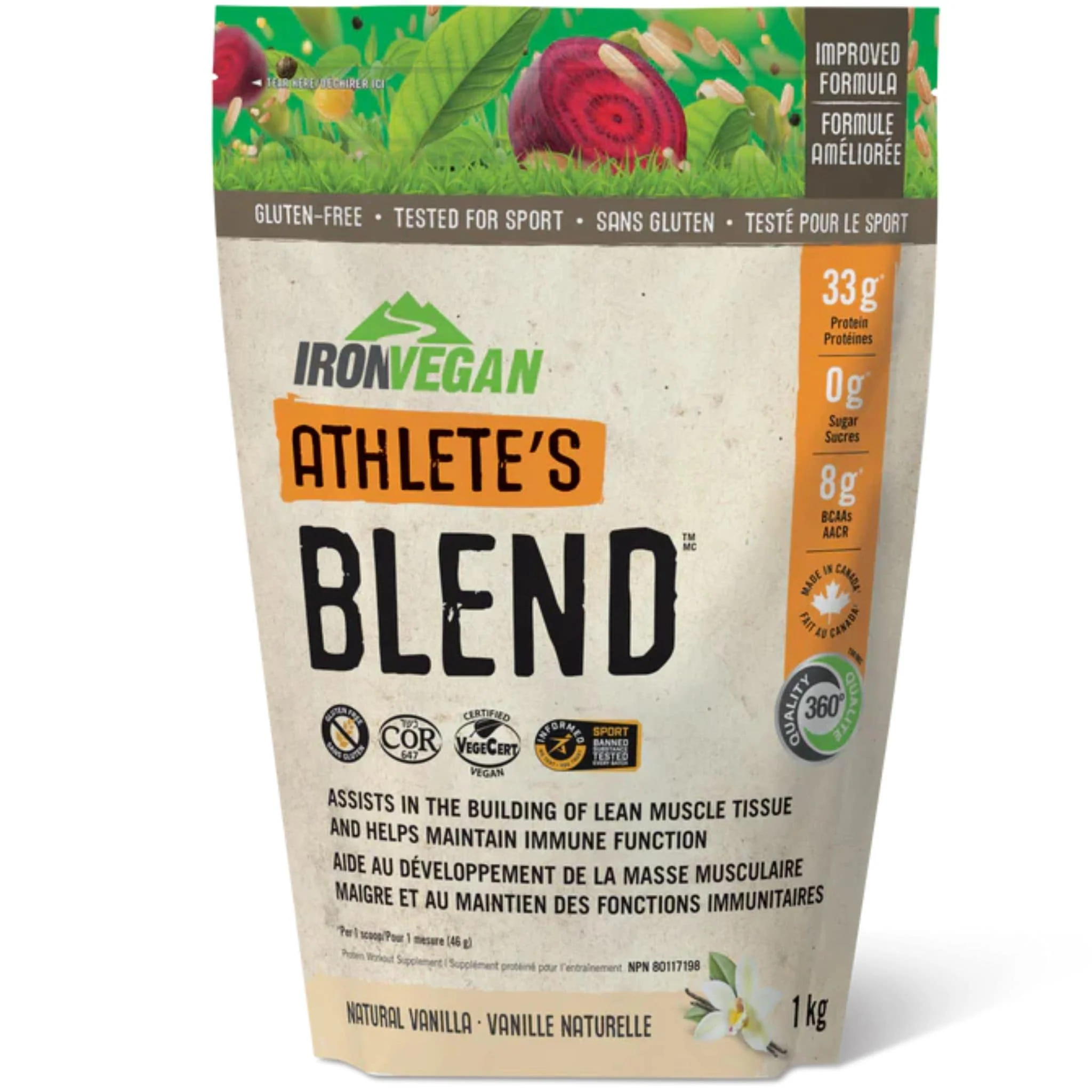 Iron Vegan Athlete's Blend Protein (Organic, Raw, Non-GMO), 1kg (2.2lb) - Image 5