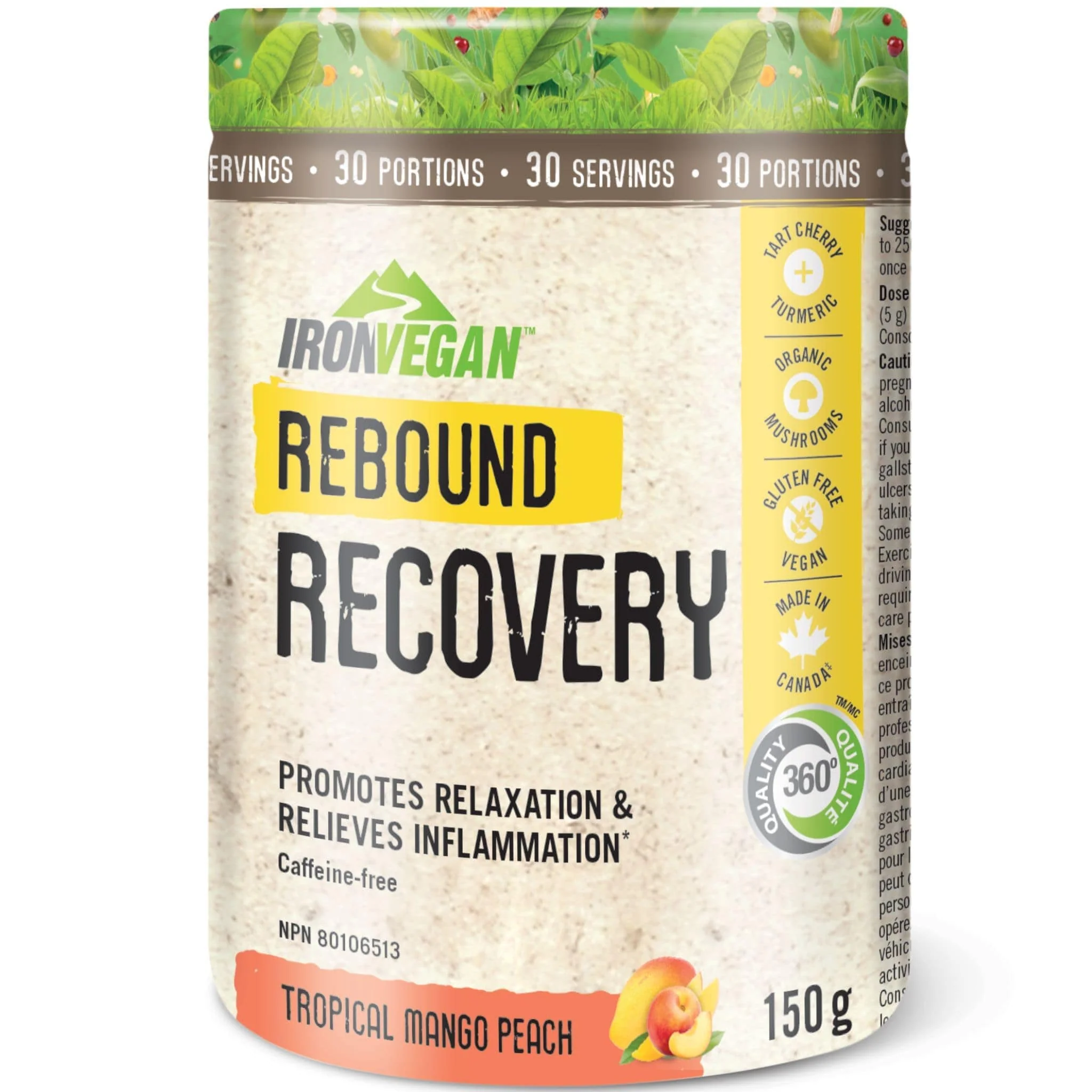 Iron Vegan Rebound Recovery, 150g CLEARANCE 50% Off Exp 8/26 Final Sale