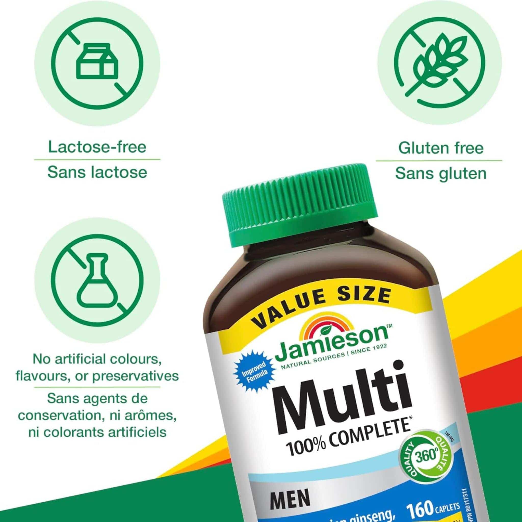 Jamieson 100% Complete Multivitamin Men's, 115-160 Caplets - Image 11
