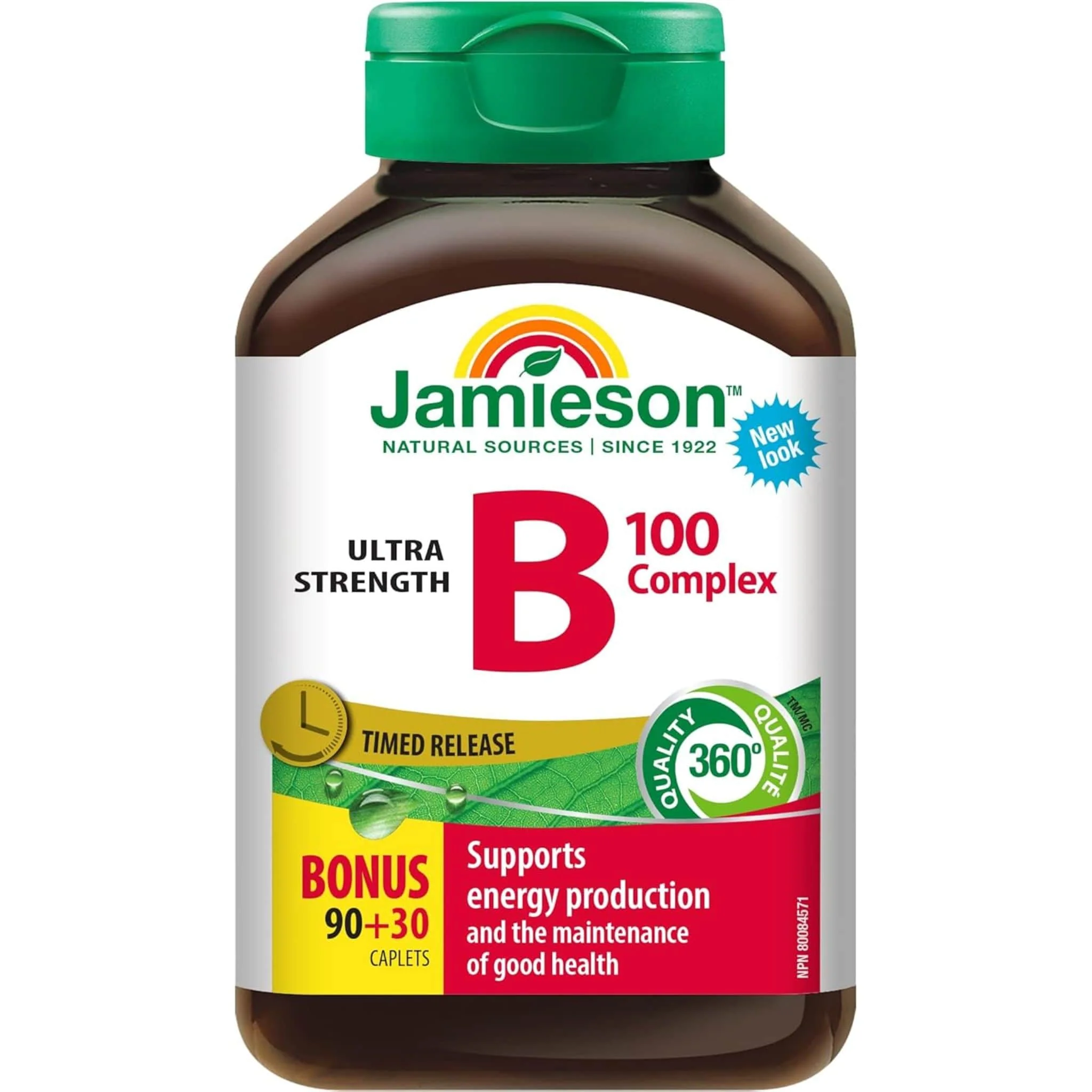 Jamieson B-100 Complex, Timed Release, 100mg, 90+30 Free Caplets