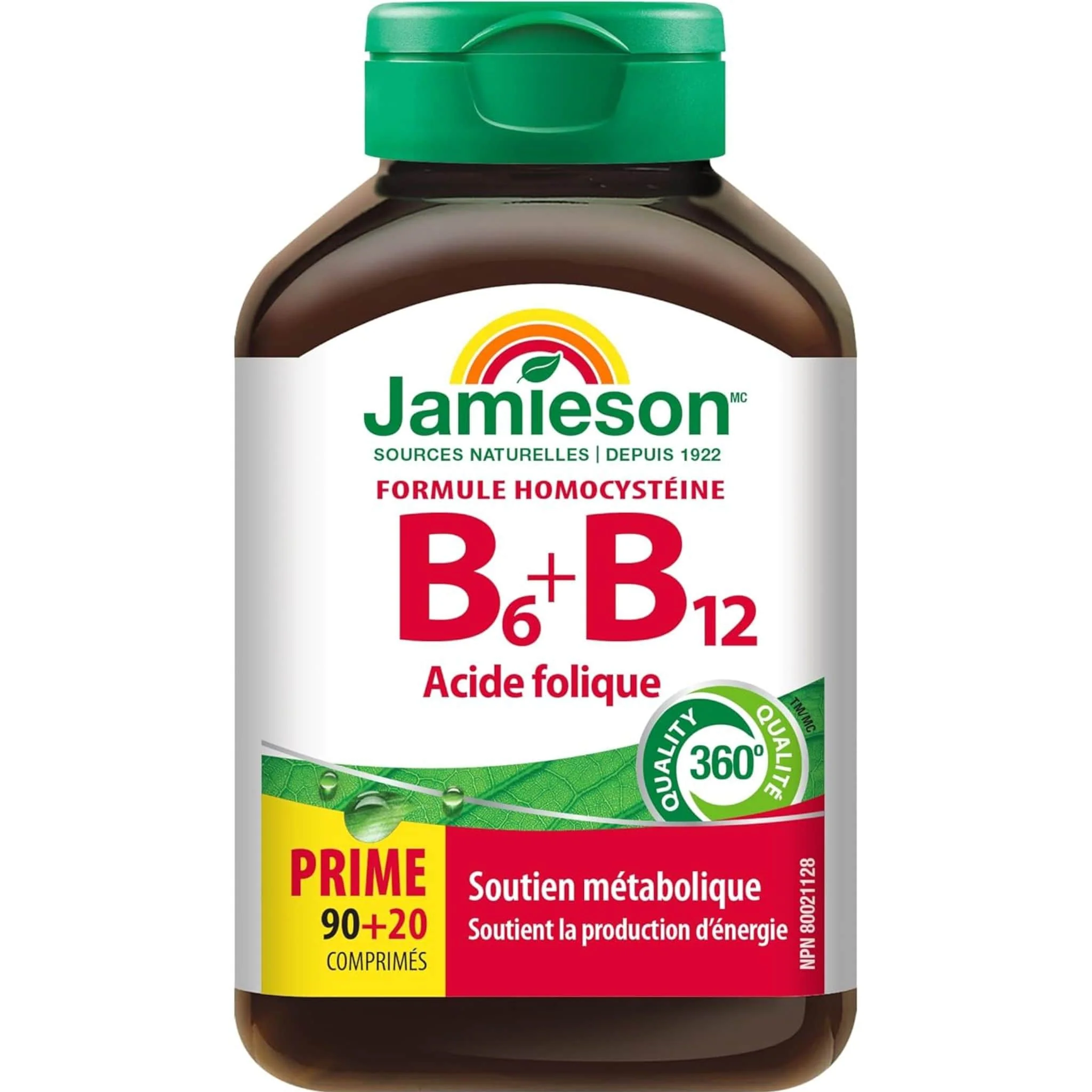 Jamieson Vitamin B6 + B12 + Folic Acid, 90+20 Free Tablets - Image 2