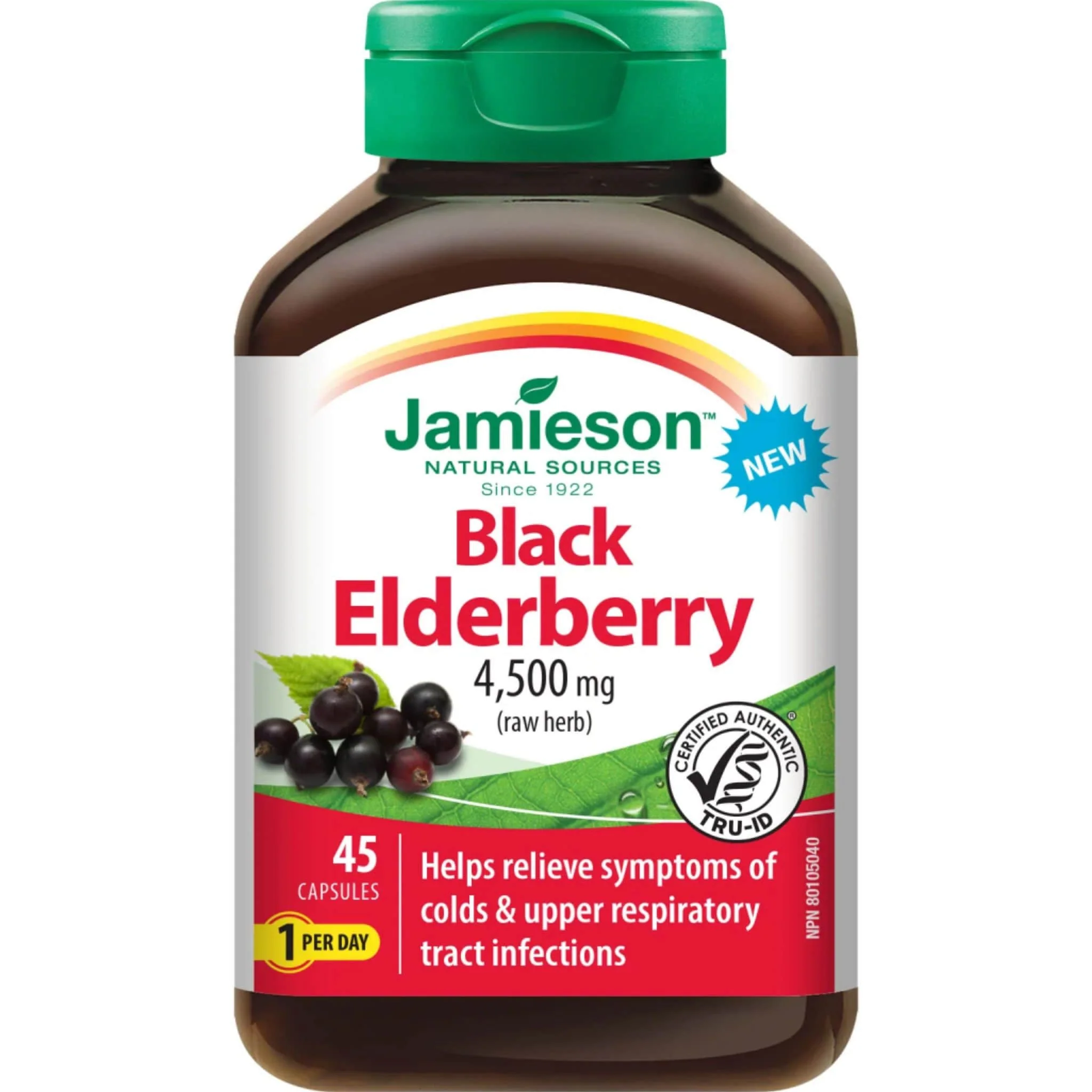 Jamieson Black Elderberry Capsules 4500mg, 45 Capsules