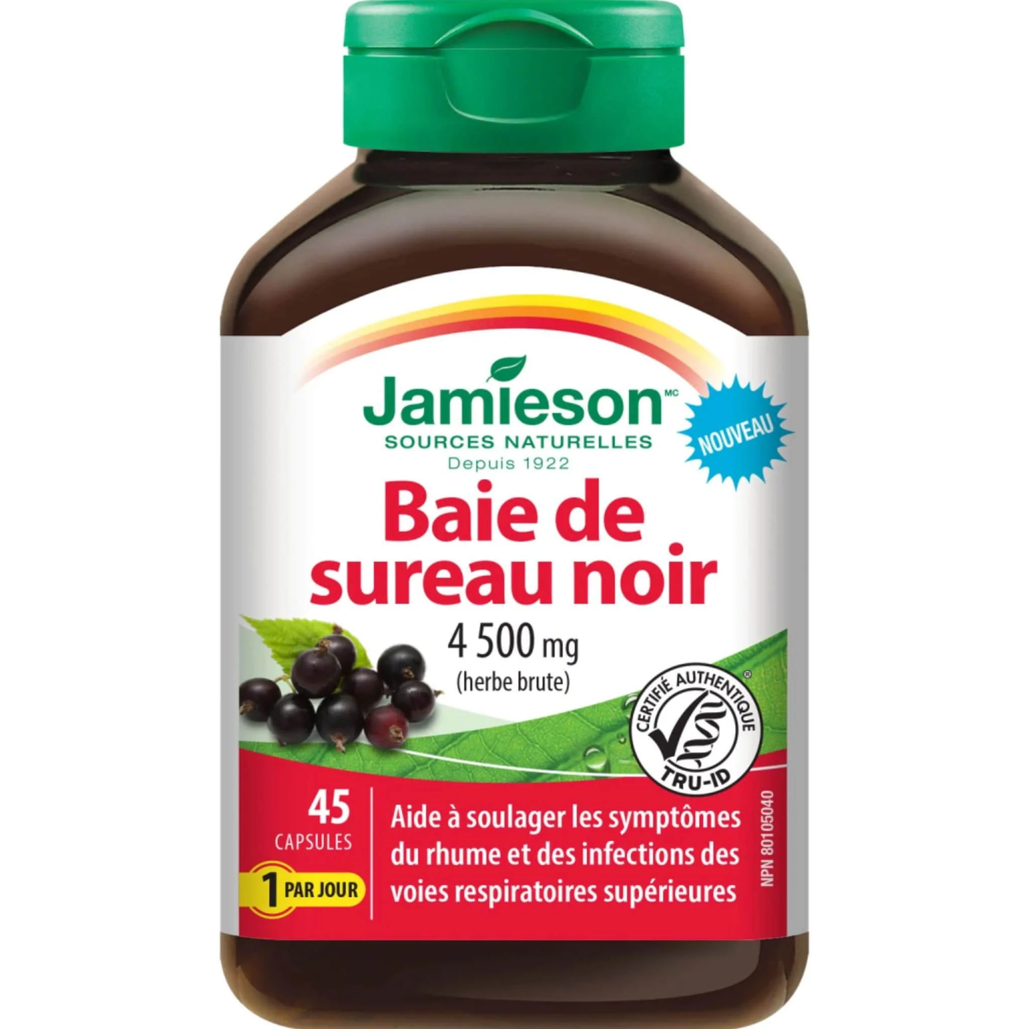 Jamieson Black Elderberry Capsules 4500mg, 45 Capsules - Image 2