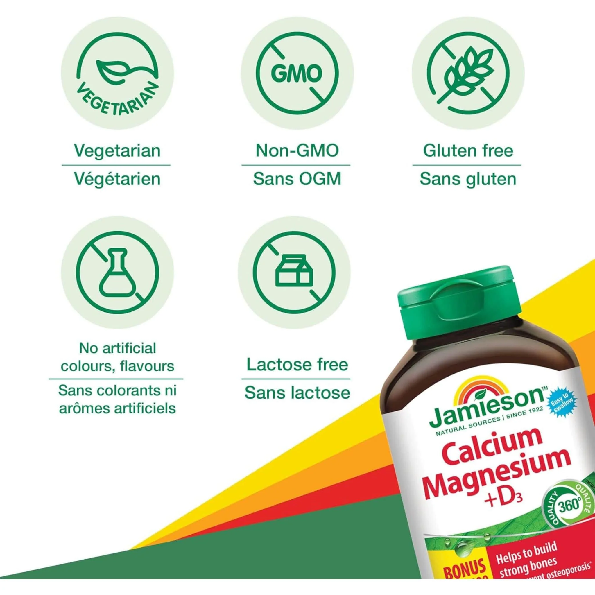 Jamieson Calcium Magnesium (2:1) + Vitamin D, 100+100 Free Caplets - Image 4