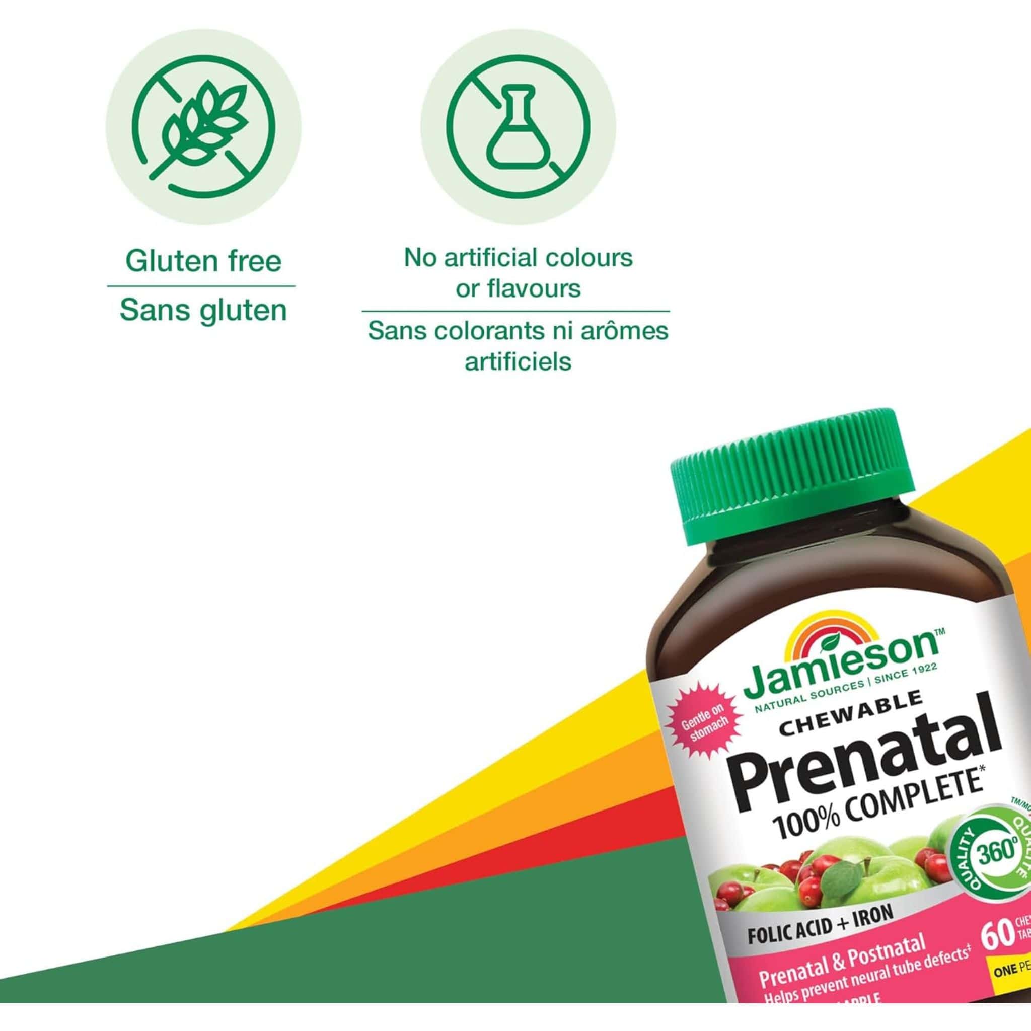 Jamieson Chewable Prenatal 100% Complete Multivitamin, 60 Chewable Tablets - Image 4