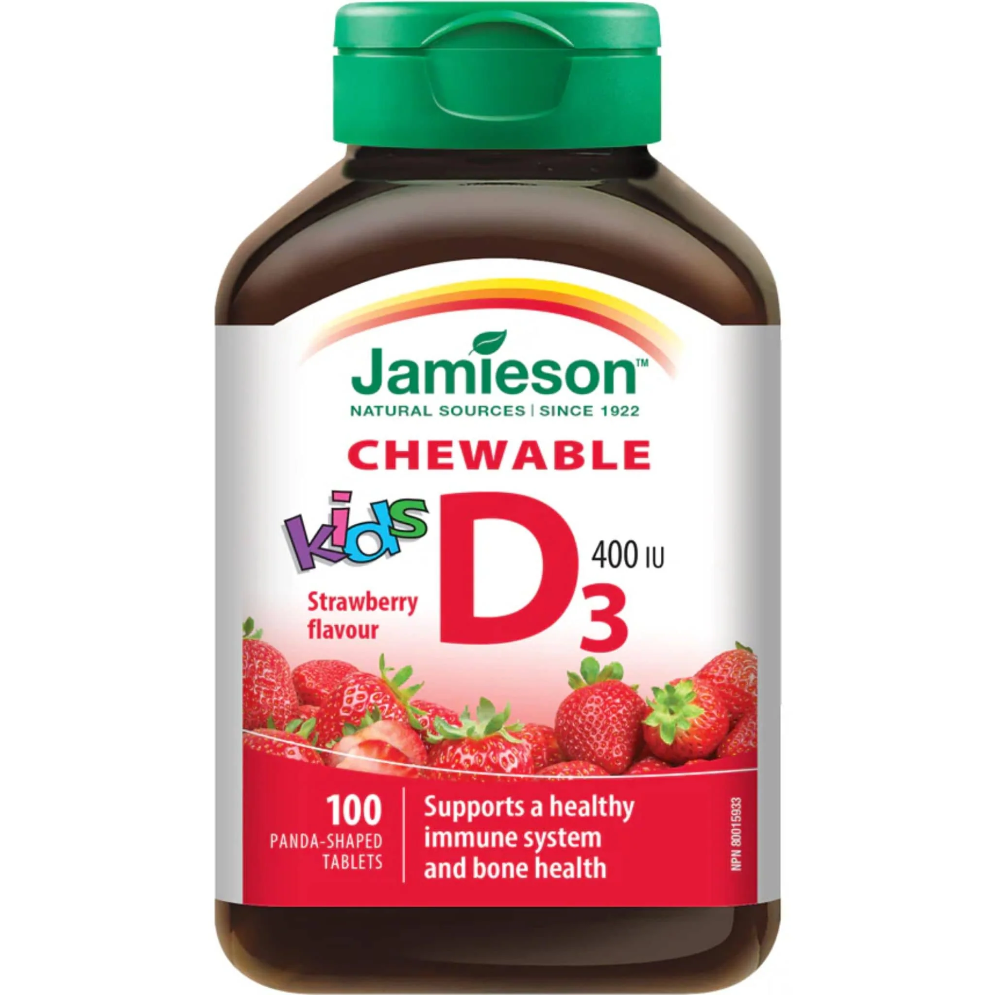 Jamieson Chewable Vitamin D3 for Kids 400IU, 100 Chewable Tablets
