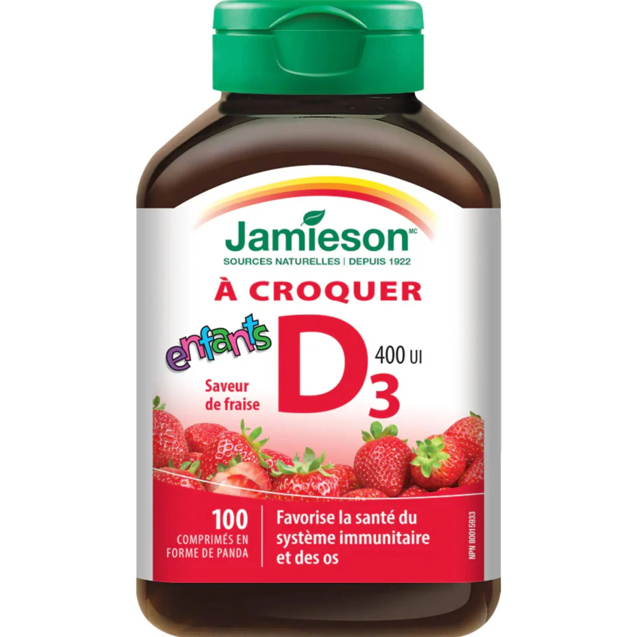 Jamieson Chewable Vitamin D3 for Kids 400IU, 100 Chewable Tablets - Image 2
