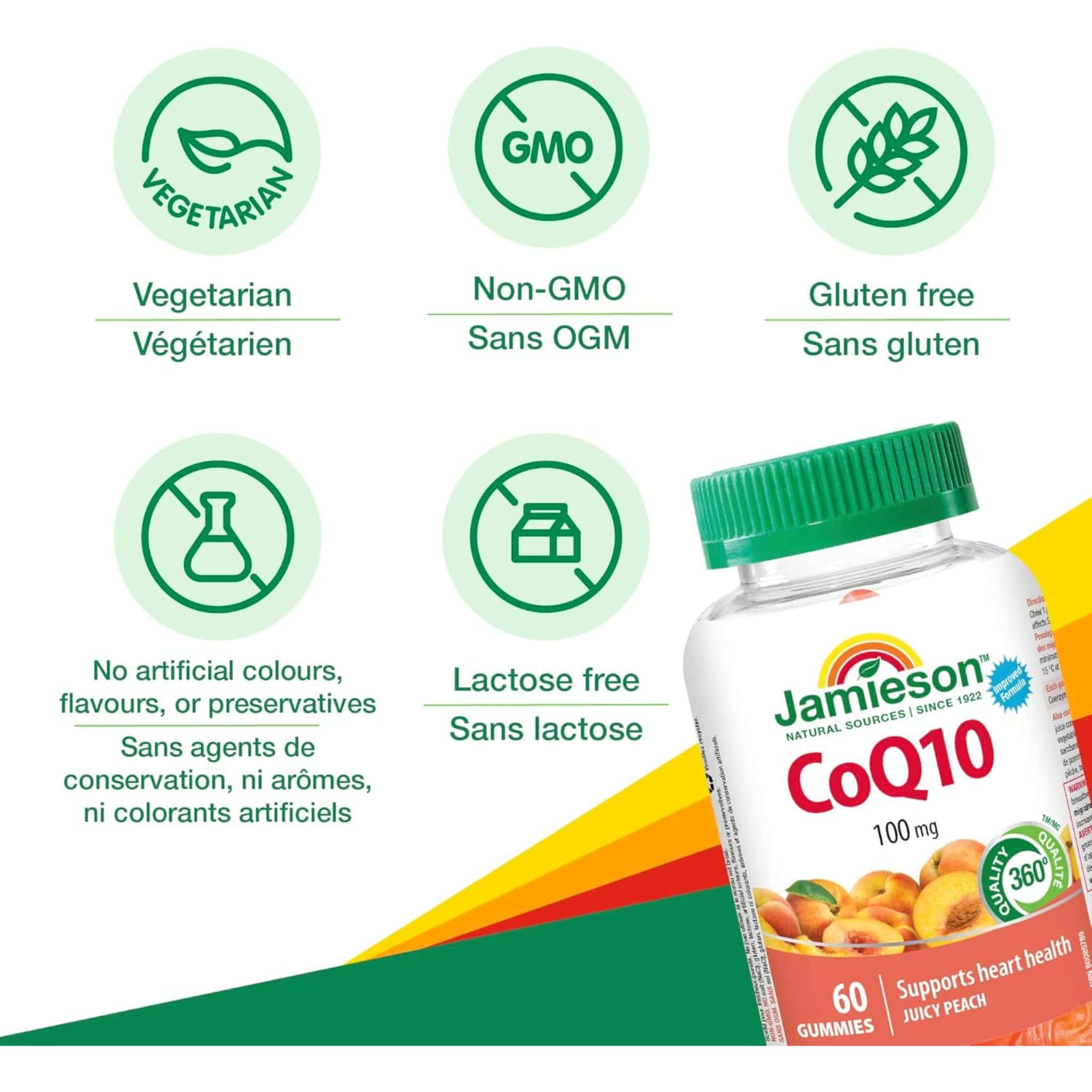 Jamieson CoQ10 100mg Gummies, Juicy Peach, 60 Gummies - Image 4