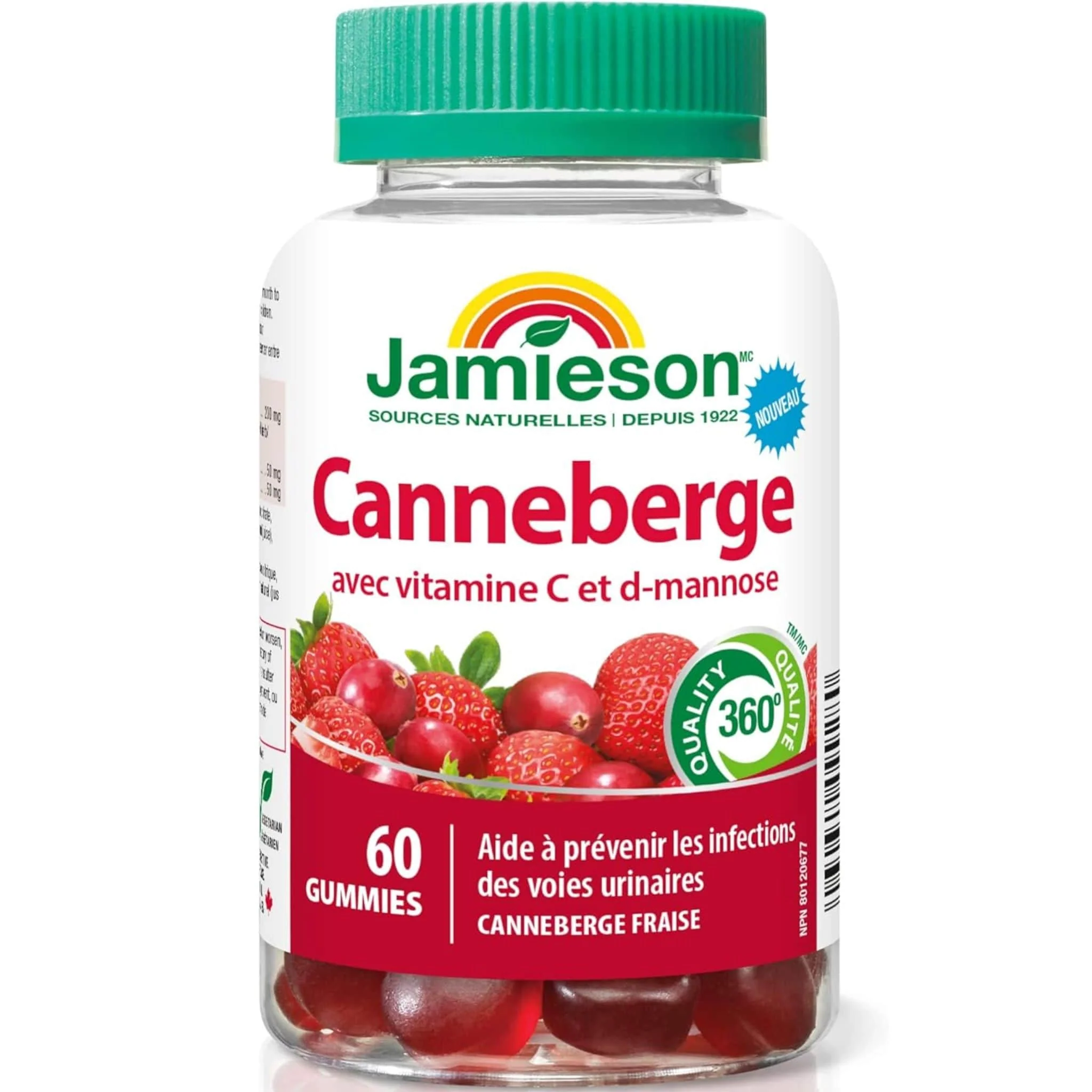Jamieson Cranberry Gummies with Vitamin C and D-Mannose, Cranberry and Strawberry Flavoured, 60 Gummies - Image 2