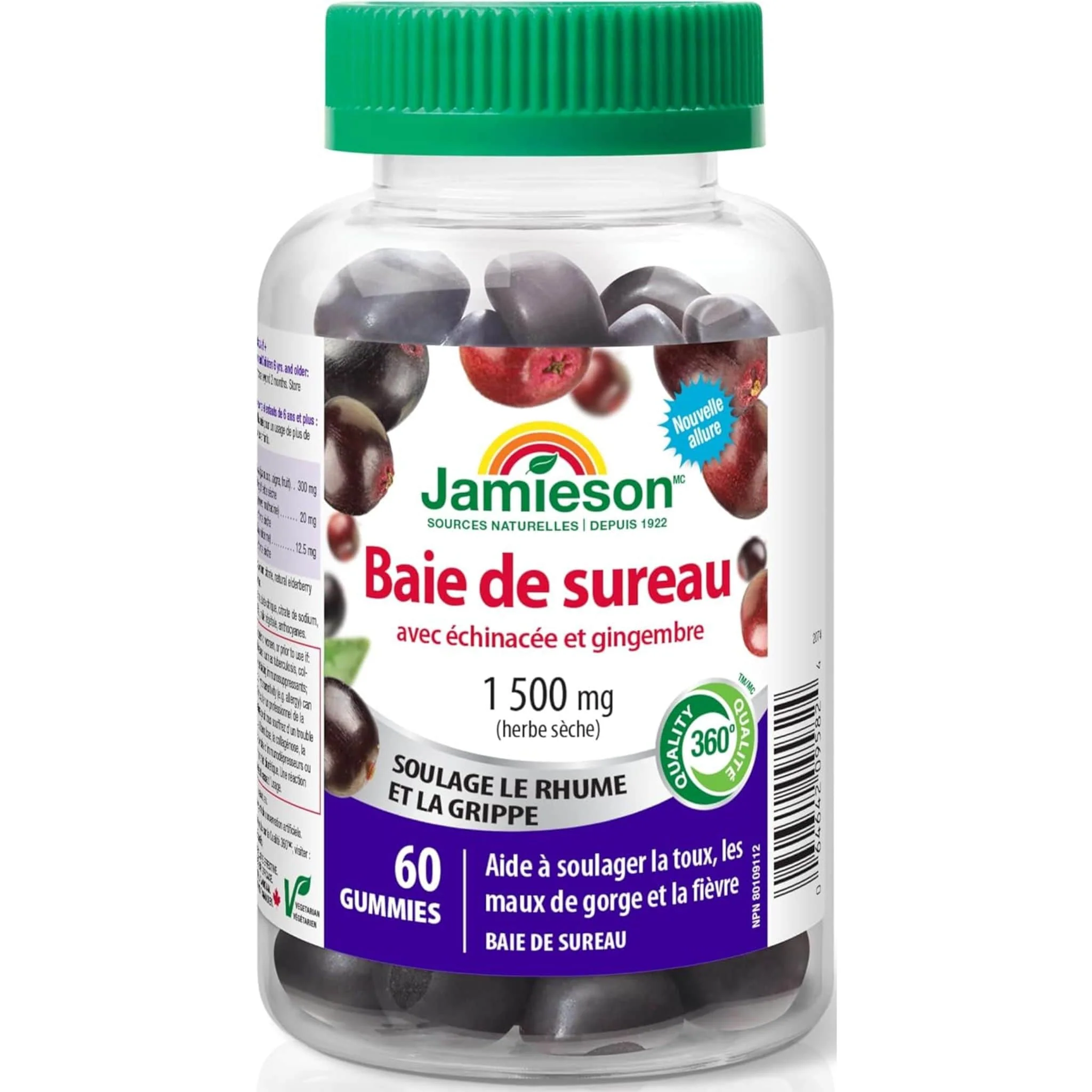Jamieson Elderberry Cold and Flu Gummies with Echinacea and Ginger, Berry Flavour, 60 Gummies - Image 2